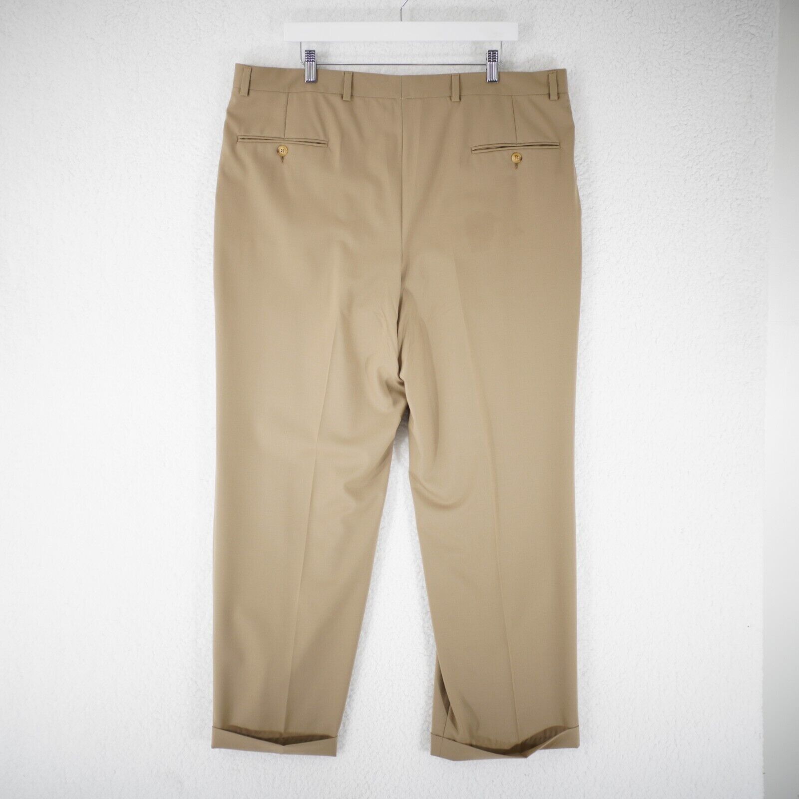 Burberry Burberry London Tan Pleated CUffed Wool High Rise Dress Pant Size 40R - 4 Thumbnail