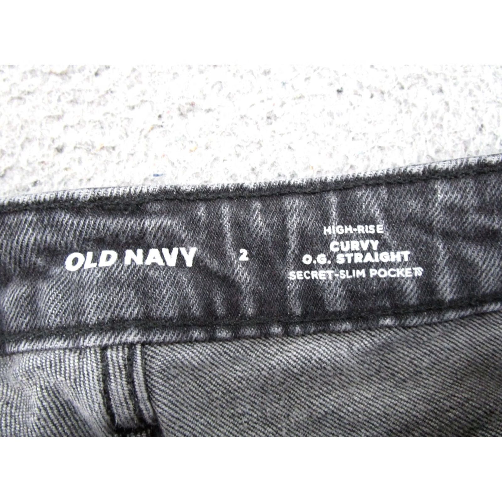 Old Navy Old Navy OG Curvy High Rise Straight Leg Black Denim Jeans Size 2 Distressed Size 26" / US 2 / IT 38 - 4 Thumbnail