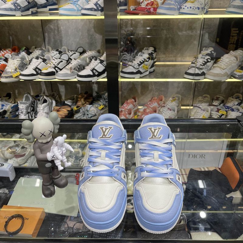 Louis Vuitton Louis Vuitton Blue Leather Low-Top Trainer Sneakers -2508 Size US 8 / EU 41 - 2 Thumbnail