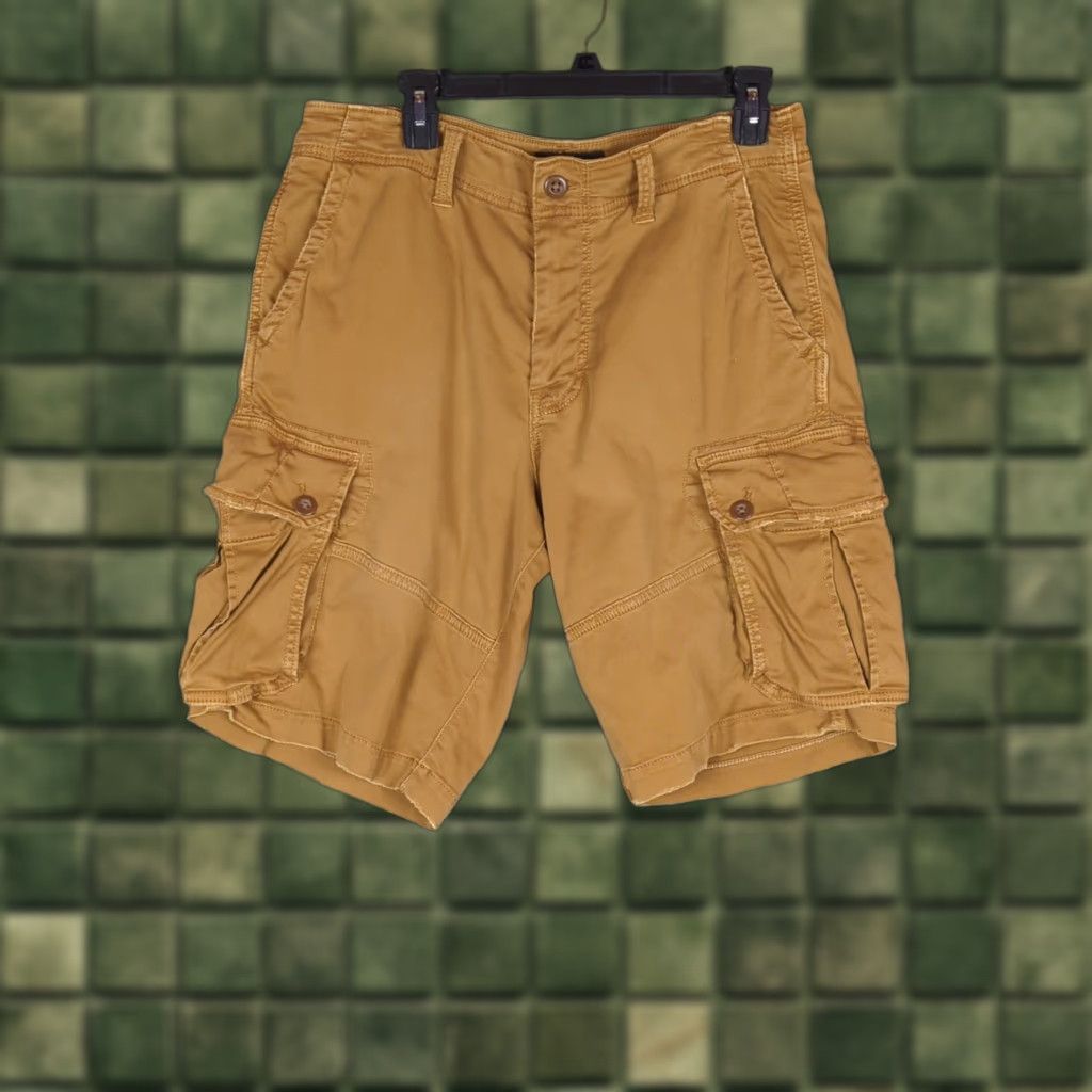 American Eagle Outfitters American Eagle Outfitters Cargo Shorts Men 33X10 Brown Classic Cargo Pockets Zip Front 10 Inseam Cotton Blend Spandex Size US 33 - 1 Thumbnail