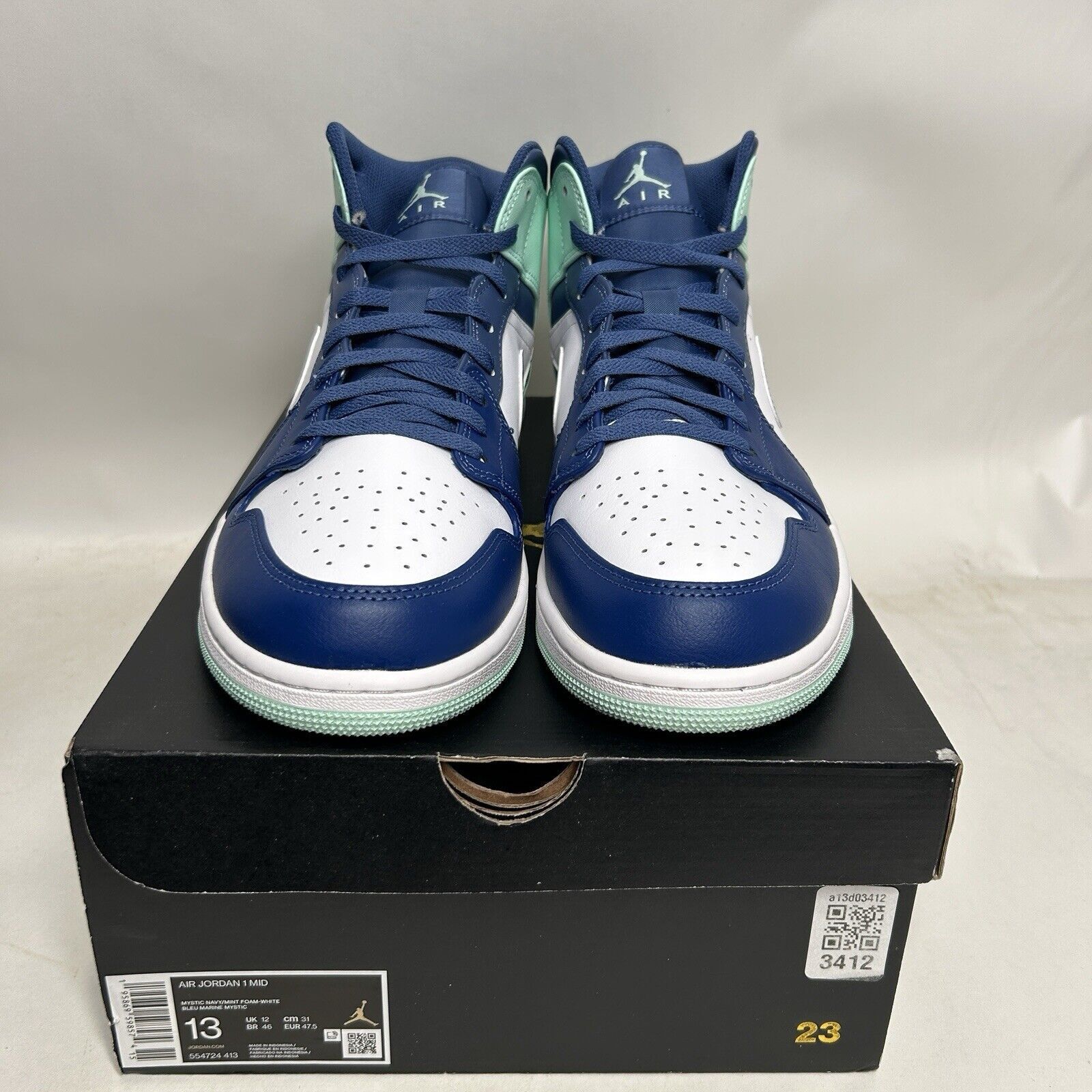 Nike Nike Air Jordan 1 Mid Retro “Mystic Navy/Mint Foam” 2024 Size US 13 / EU 46 - 2 Thumbnail