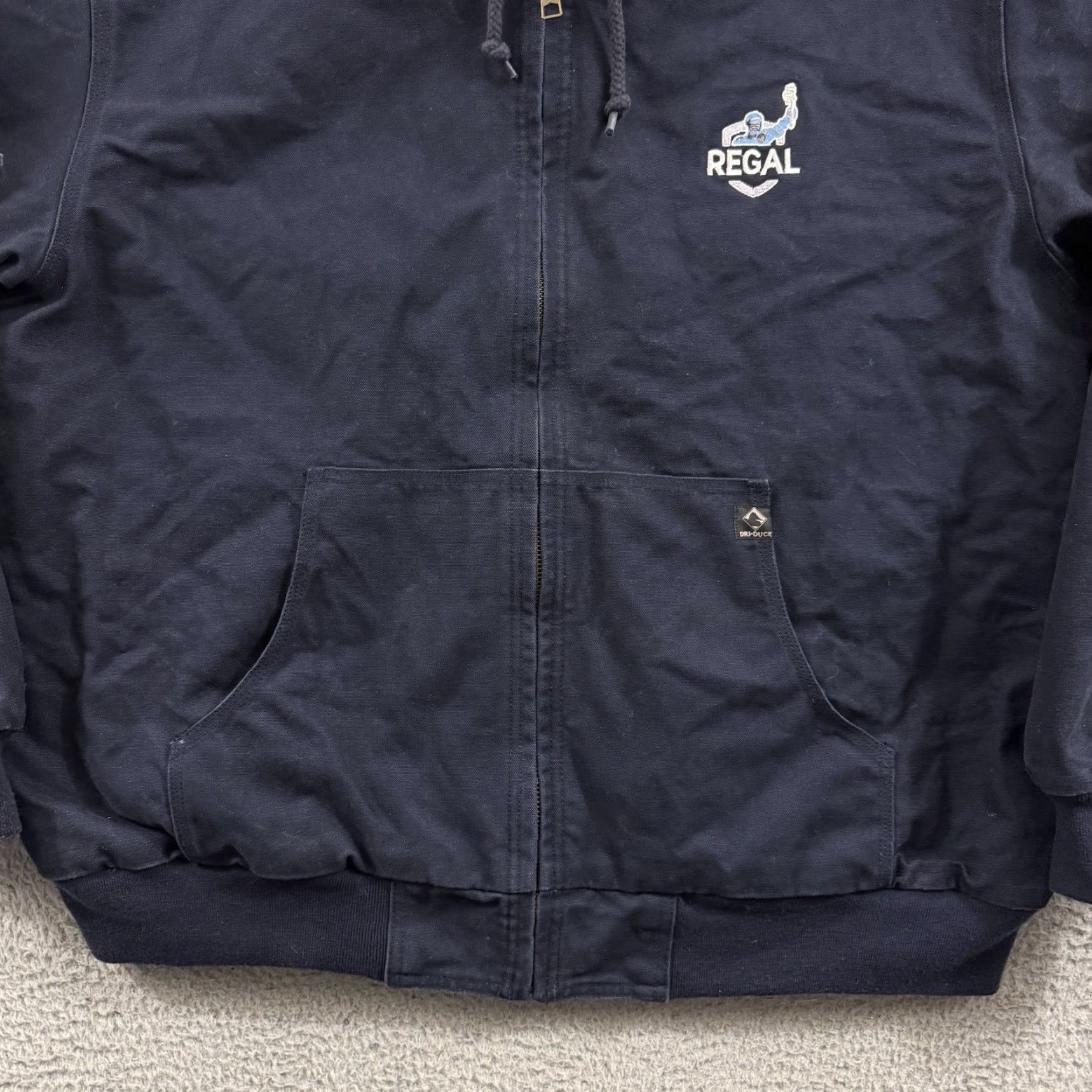 Carhartt VINTAGE Dri-Duck Mens Jacket Coat 2XL Blue Canvas Bomber Lined Zip Winter Casual Workwear 90s Outdoor USA Mens Size US XXL / EU 58 / 5 - 2 Thumbnail