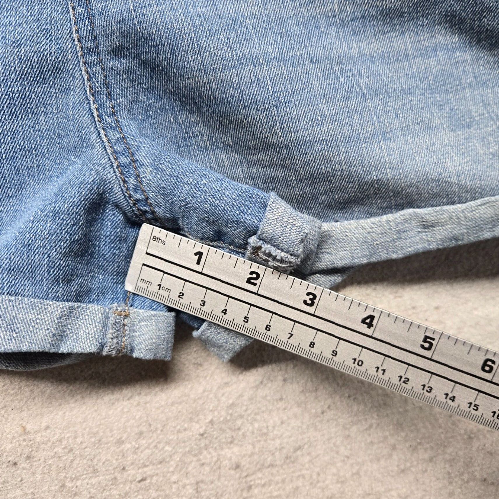 Rainbow VINTAGE CI SONO Rainbow Overalls Shorts Women’s Medium Blue Denim Spandex Casual Summer Fall Size 32" / US 10 / IT 46 - 6 Thumbnail