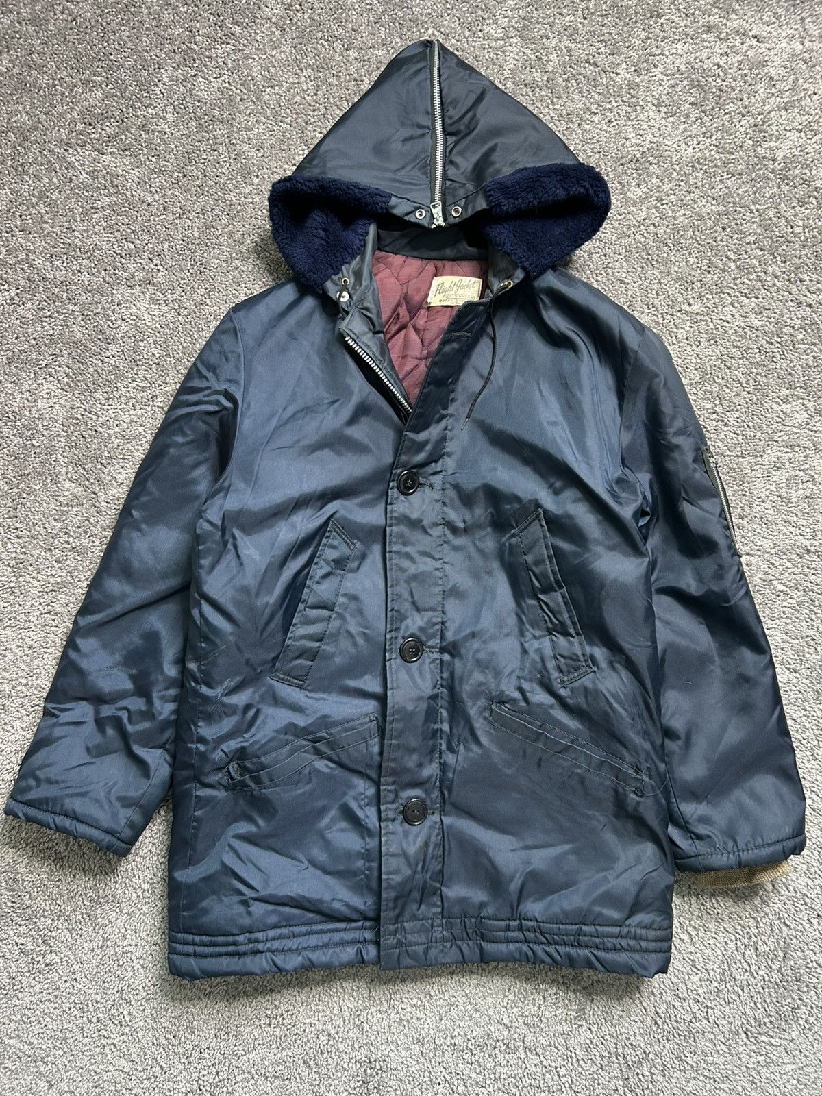 Vintage Vintage 60s/70s Nylon Lined Flight Jacket Fur Size US S / EU 44-46 / 1 - 1 Thumbnail