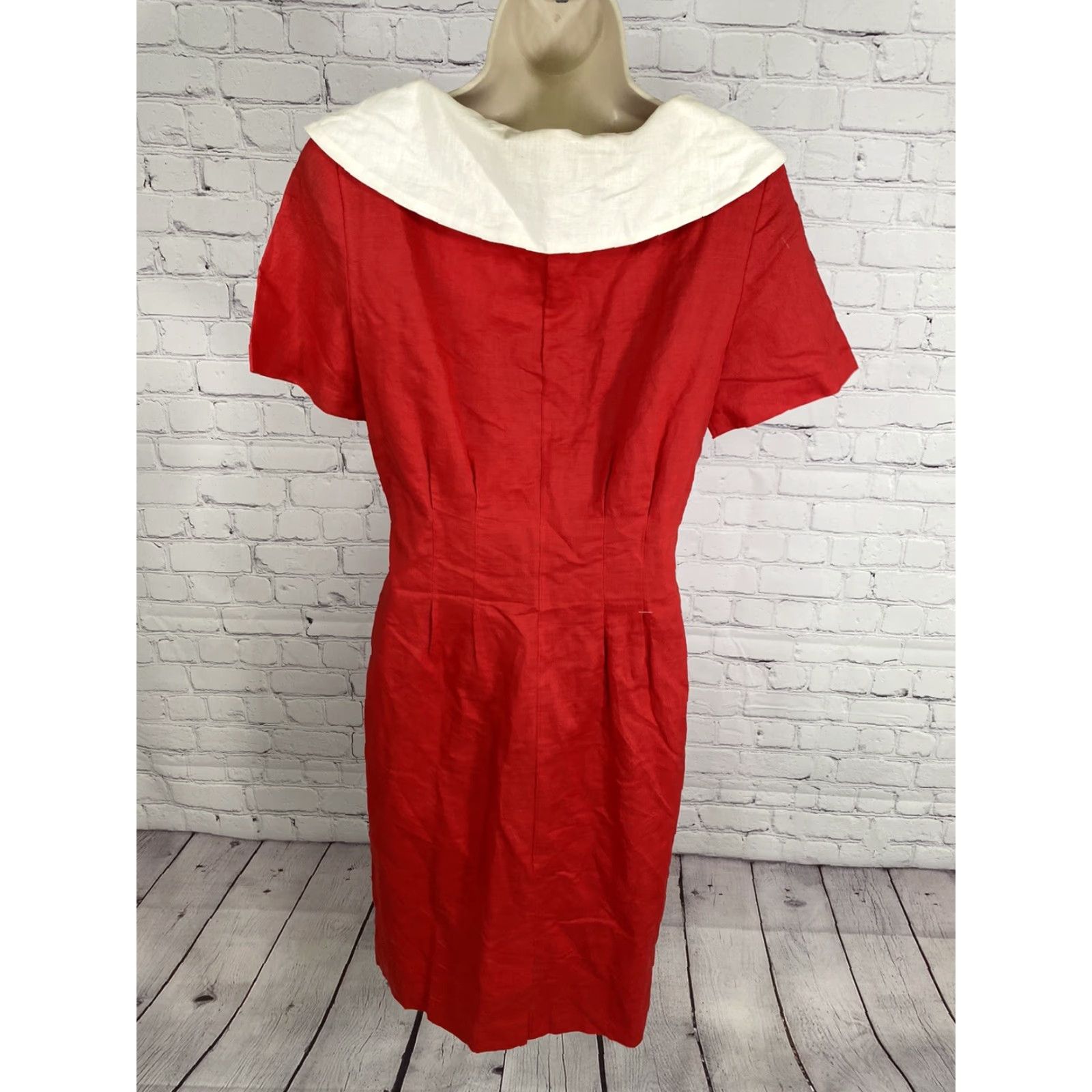 Vintage VINTAGE Nicole Summers Shirt Dress Red Button Front Collared Midi 6 Womens Size M / US 6-8 / IT 42-44 - 2 Thumbnail