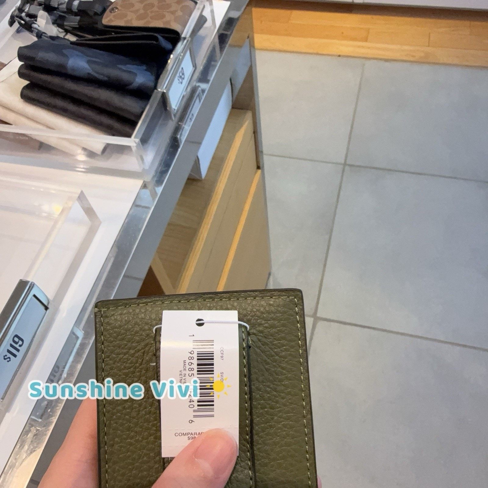 Coach NWT Coach Card Case Money Clip Leather CCF97 Silver/Olive Size ONE SIZE - 4 Thumbnail