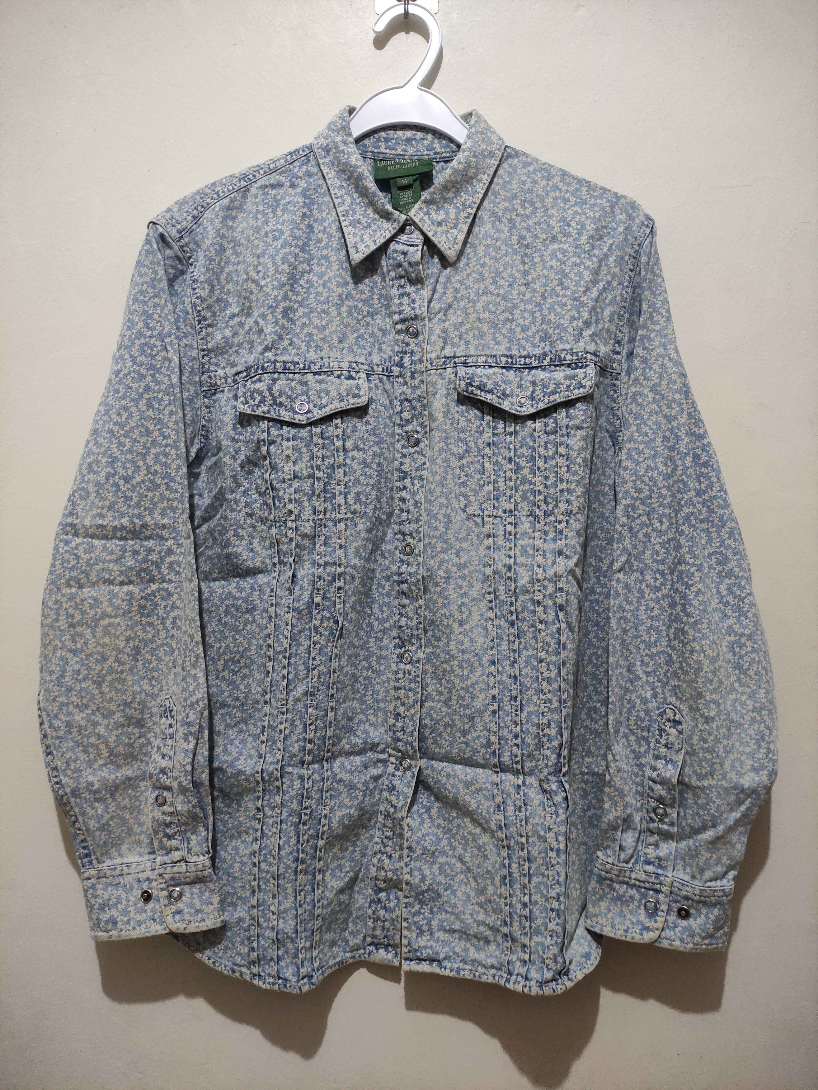 Ralph Lauren Y2k Ralph Lauren Blue Floral Denim Western Shirt Size S / US 4 / IT 40 - 1 Thumbnail