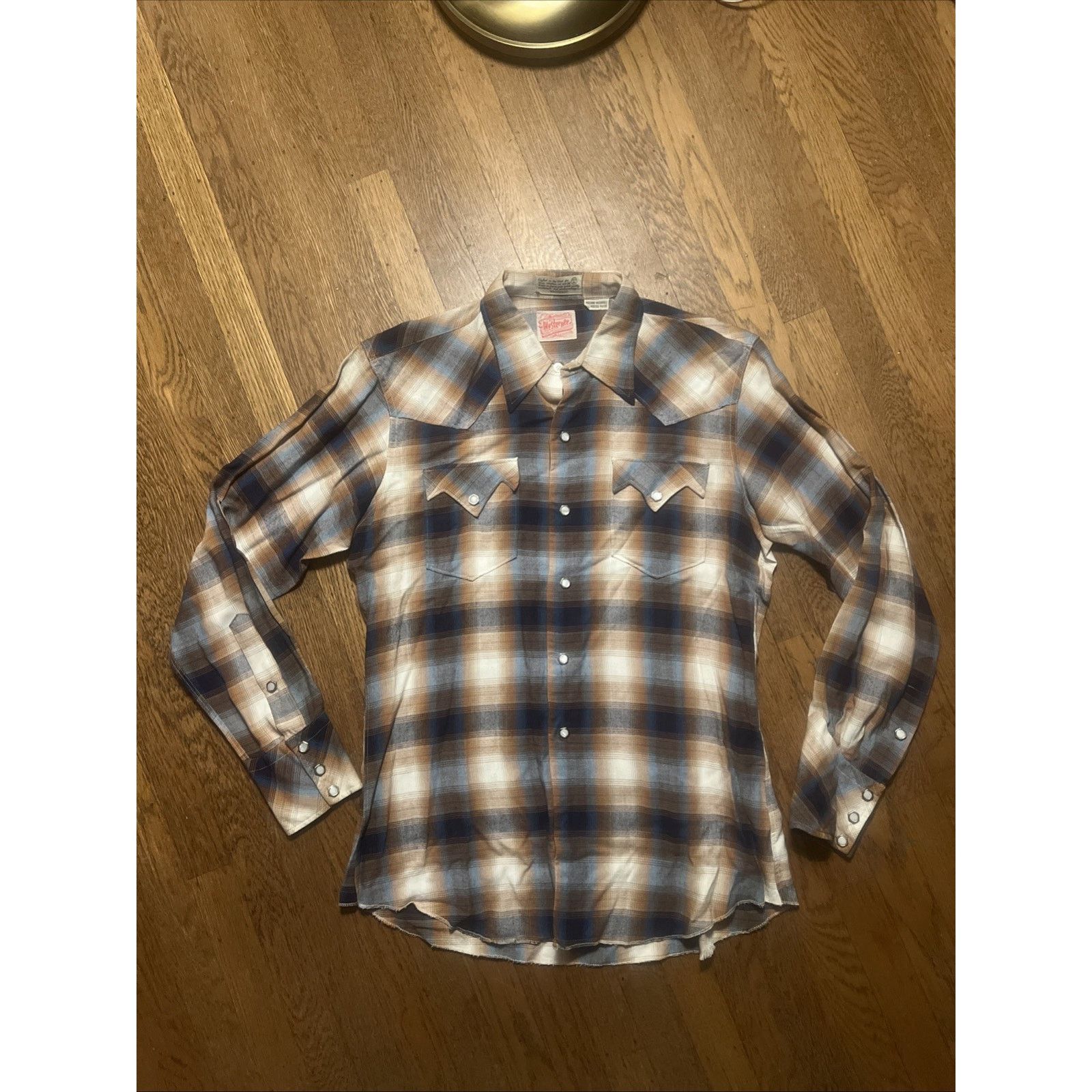 The Unbranded Brand Vtg 50s Heavy Rayon Shadow Plaid Shirt Sawtooth Pearl Snap M Size US M / EU 48-50 / 2 - 2 Thumbnail