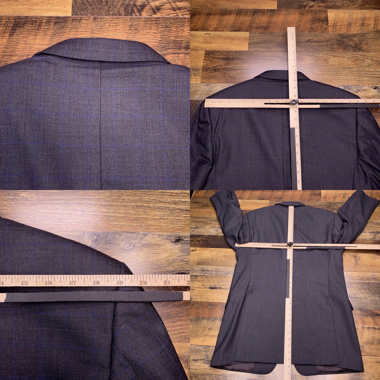 Madison Hickey Freeman Madison Suit Jacket Gray Check Wool Blazer 44 Long Mens Regular Notch Double-Vented Two-Button Front Vintage? (No) Size 44R - 9 Thumbnail
