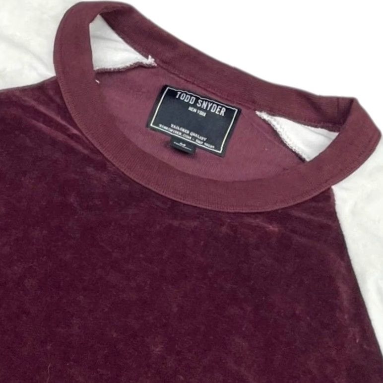 Todd Snyder Todd Snyder Men's Velvet/Velour Hoodie Burgundy/White Crewneck Medium Regular Size US M / EU 48-50 / 2 - 2 Thumbnail