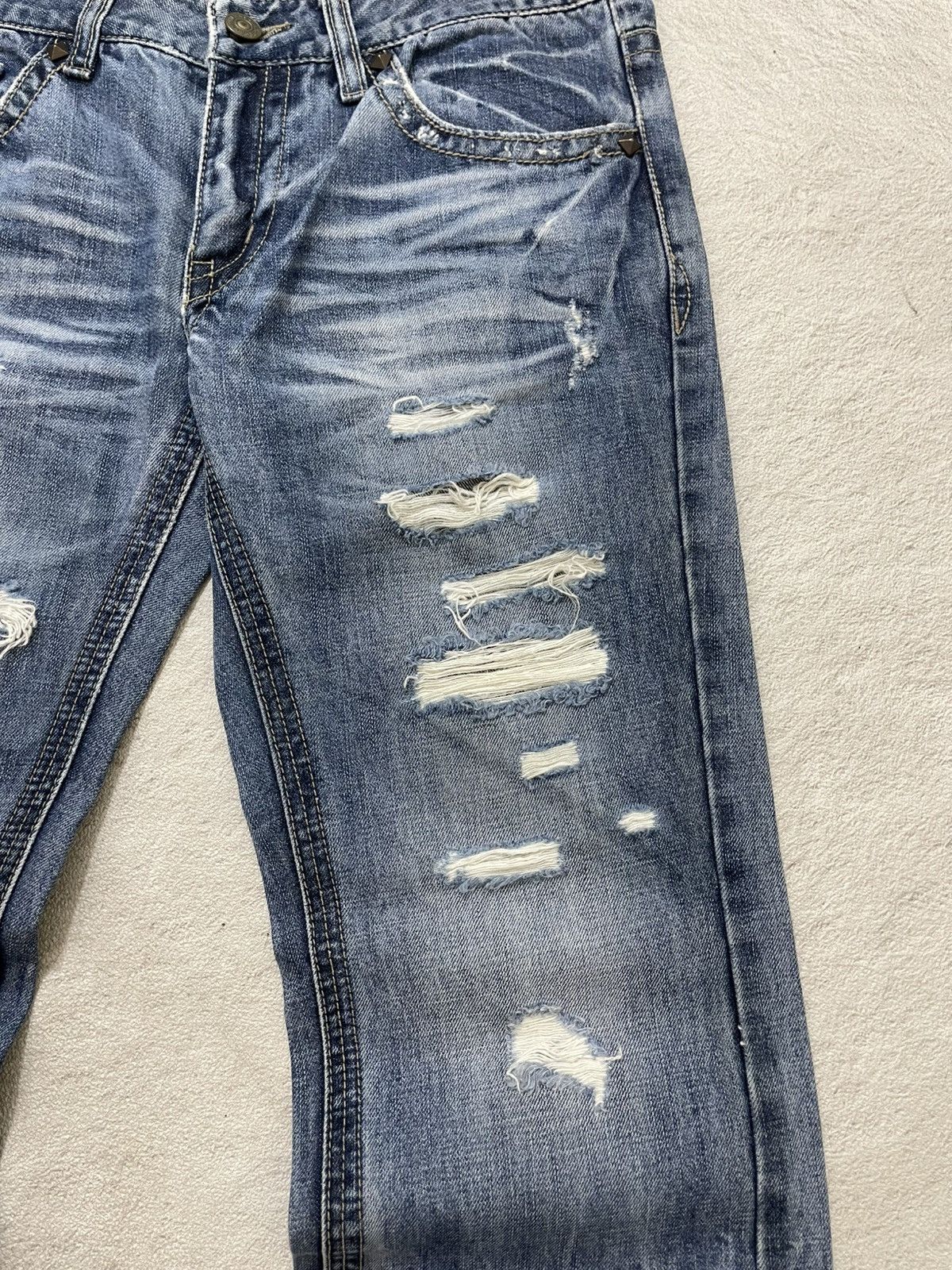 Kapital 2000s Hysteric Studed Flare Denim Ripped Wash Jeans Y2K ifsi Size 29" - 3 Thumbnail