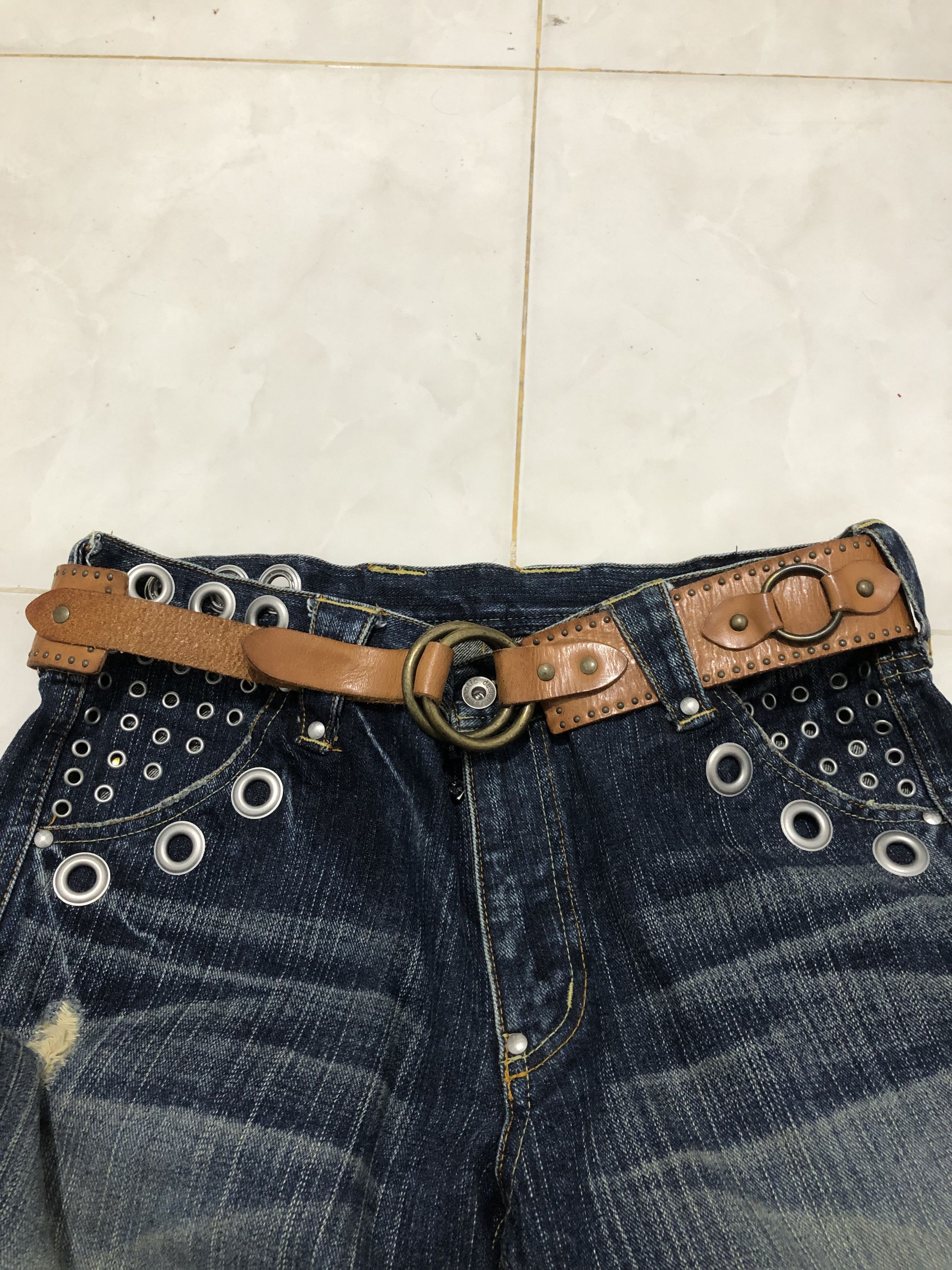 If Six Was Nine × KMRii × Le Grande Bleu (L.G.B.) Vintage Cowboy Studed Genuine Leather belt Size ONE SIZE - 2 Thumbnail