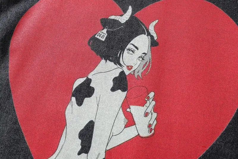 Japanese Brand Savage Cow Girl Print Oversized T Shirt Size US XL / EU 56 / 4 - 5 Thumbnail