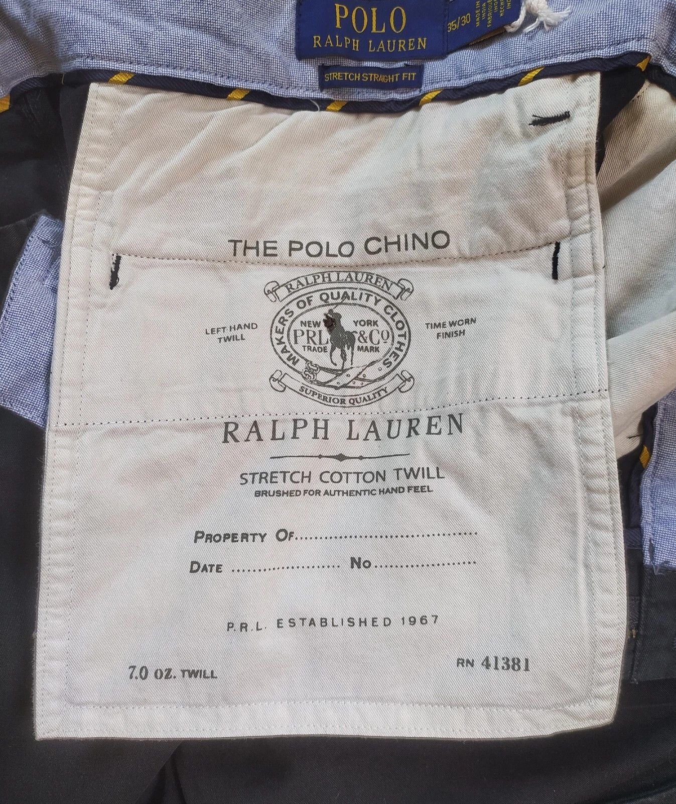 Polo Ralph Lauren Polo Ralph Lauren Stretch Straight Fit Chino Pant FTP 0050 Size US 35 - 7 Thumbnail