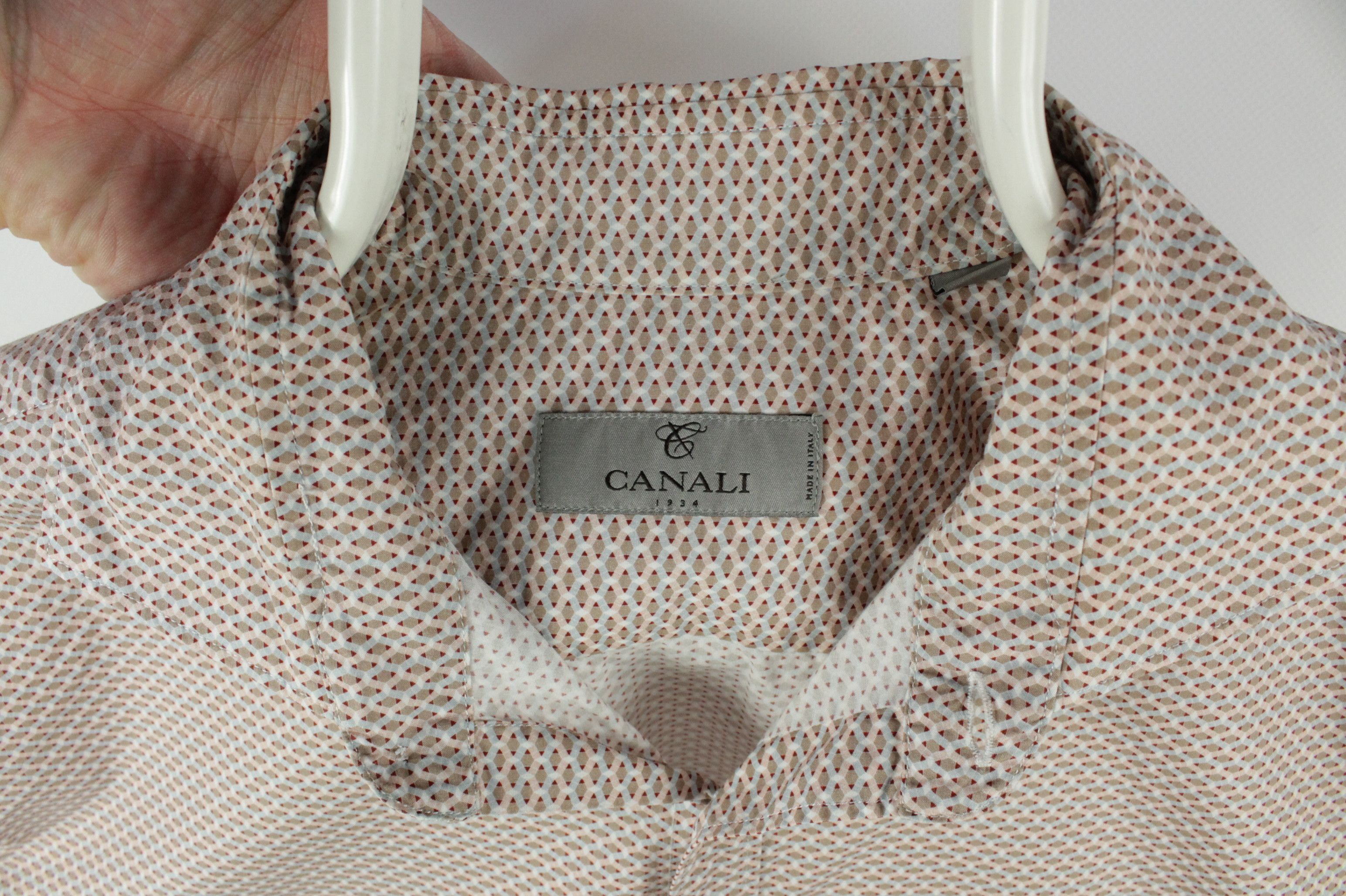 Canali Canali Geometric Pattern Regular Fit Cotton Dress Shirt Mens Size US L / EU 52-54 / 3 - 3 Thumbnail
