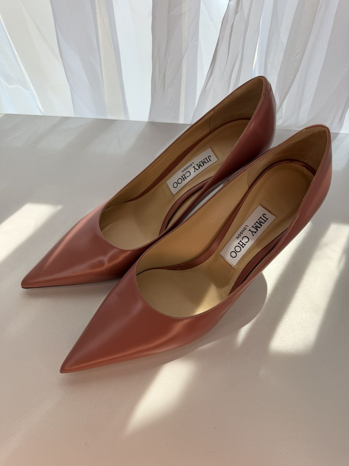 Jimmy Choo Jimmy Choo Mauve Pink Leather Pointed Toe Pumps Size US 9 / IT 39 - 4 Thumbnail
