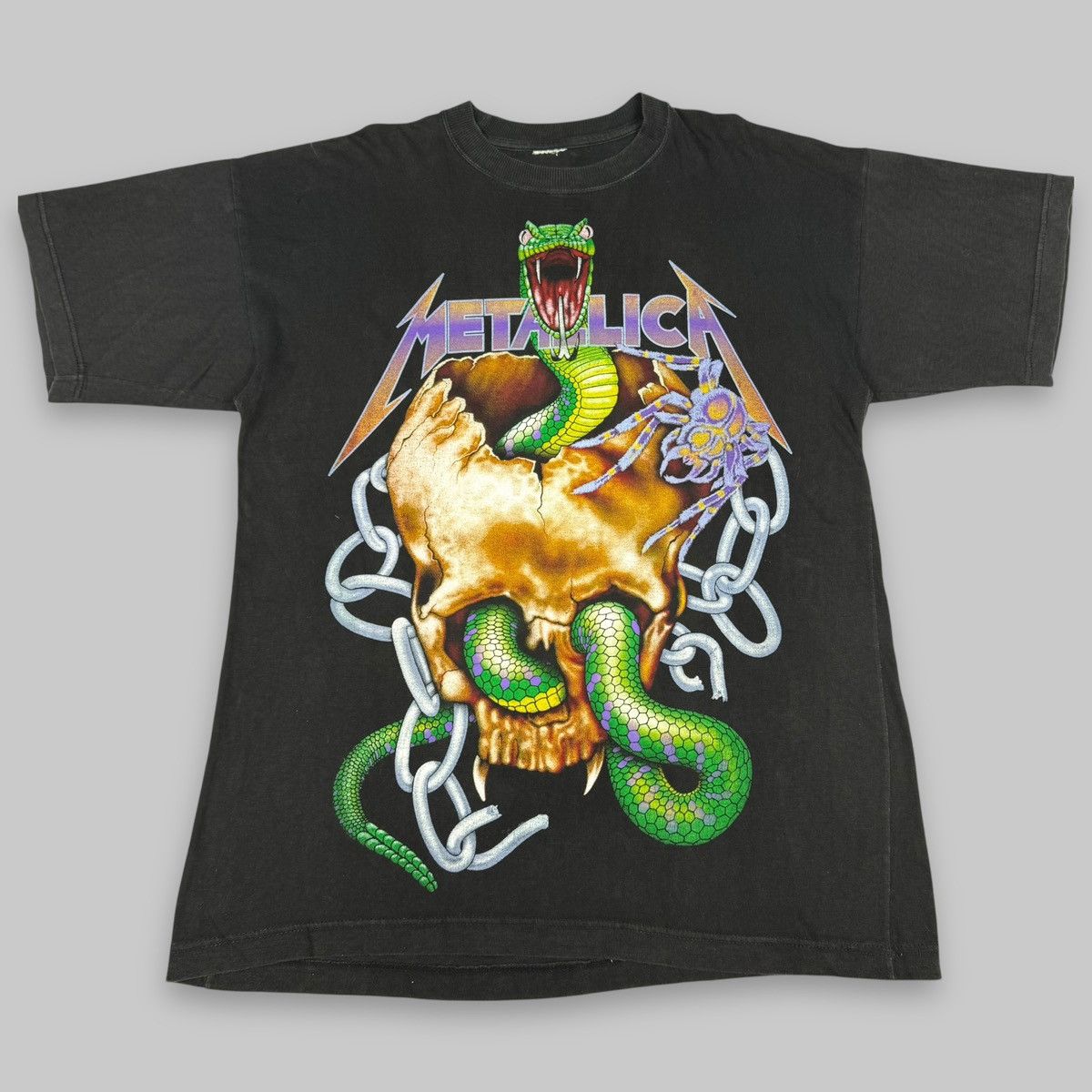 Band Tees Vintage Mid 90s Metallica Snake Outta Skull Euro T Shirt Size US XL / EU 56 / 4 - 3 Thumbnail