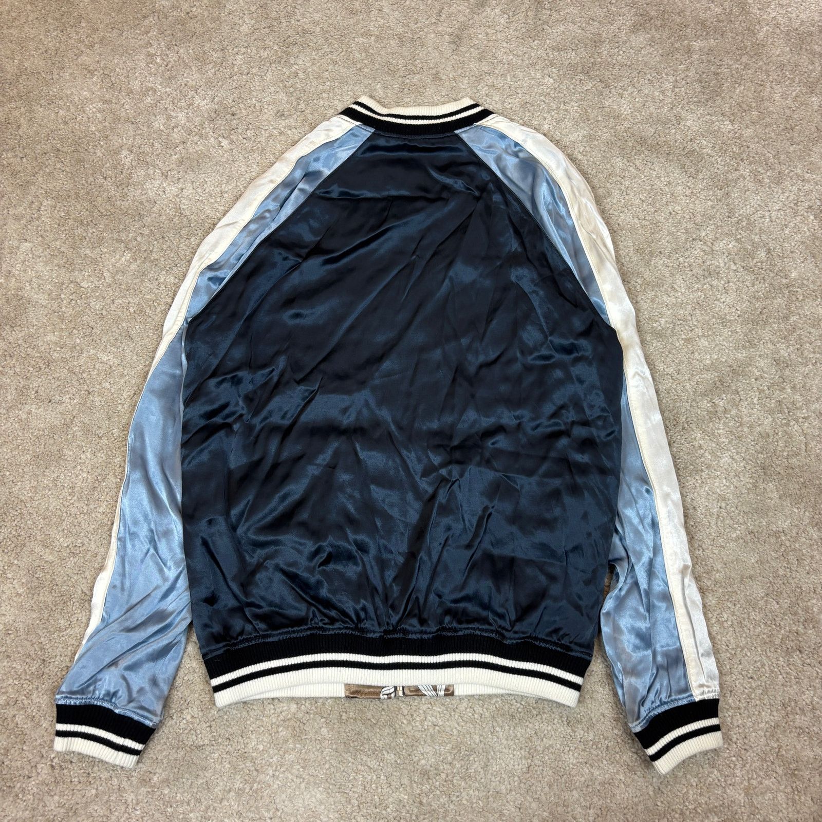 Sandro Paris Palm Reversible Satin Bomber Jacket Men's Small