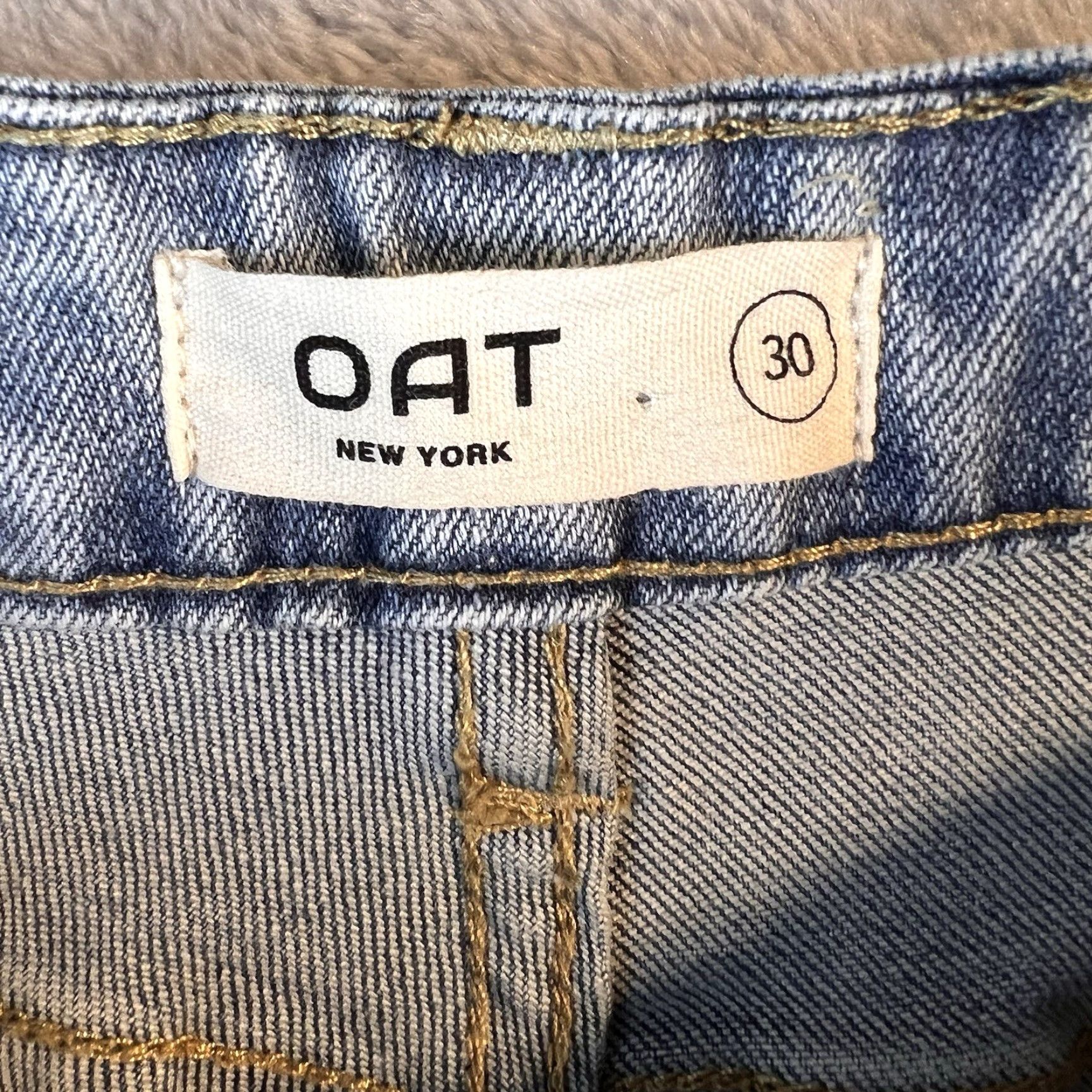 Vintage Oat Jeans Women's 30 High Rise Wide-Leg Raw Hem Denim Blue 32x28 Bohemian Grunge Hippie Relaxed Size 30" / US 8 / IT 44 - 4 Thumbnail