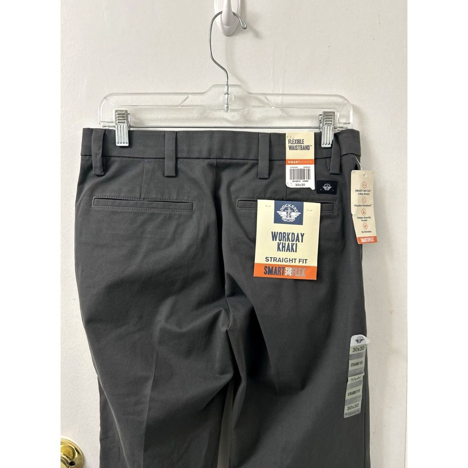 Dockers Dockers Pants Mens 30x30 Gray Straight Fit Chino Twill Belt Loops Zip Closure Pockets Button Accents Regular Inseam 30"} Size US 30 / EU 46 - 5 Thumbnail