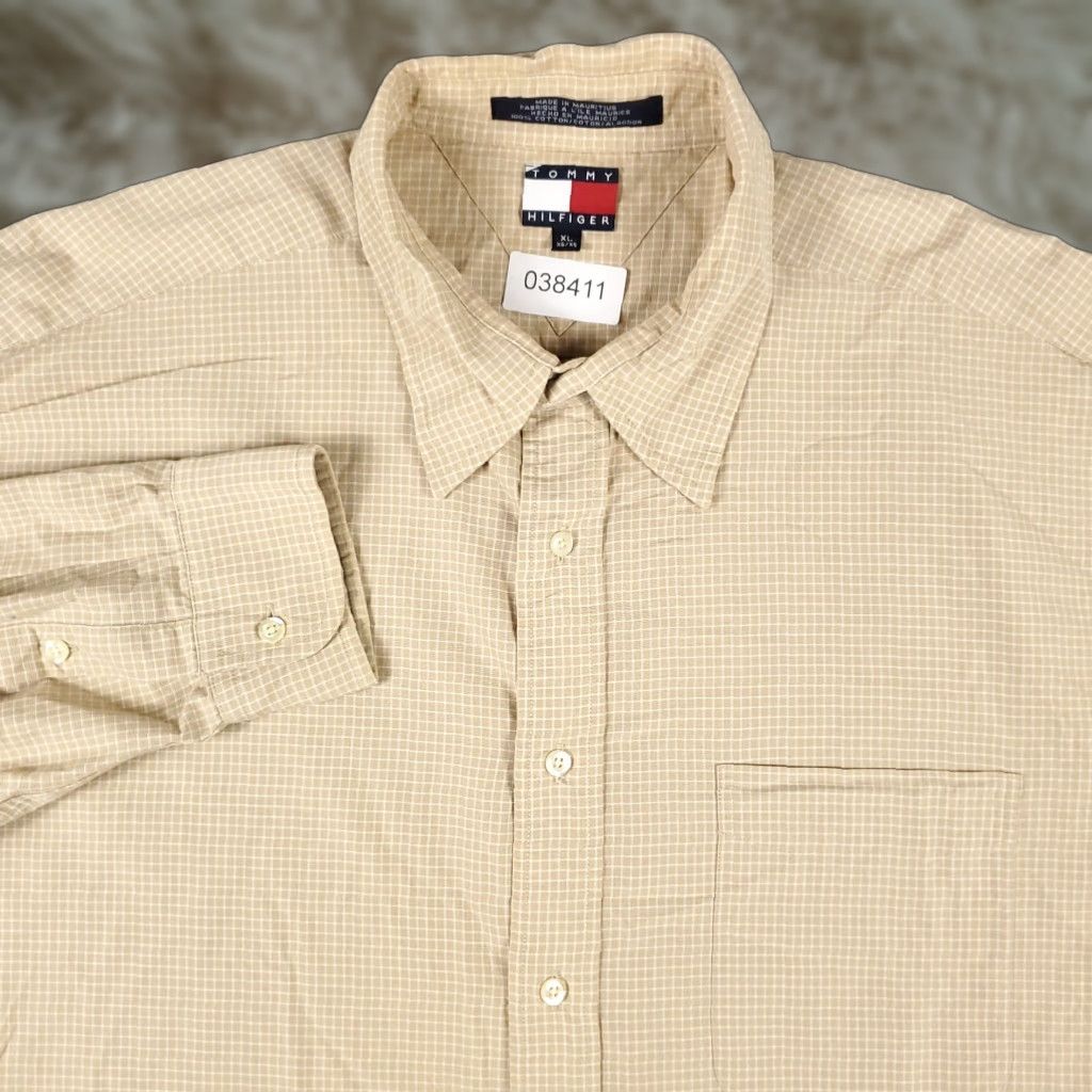Tommy Hilfiger Tommy Hilfiger Shirt Mens XL Beige Check Button-Up Long Sleeve Casual Mens Size US XL / EU 56 / 4 - 1 Thumbnail