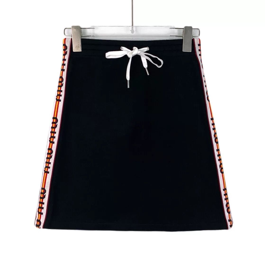 Miu Miu Miu Miu Black Side Stripe Cotton Skirt Size 23" - 1 Thumbnail