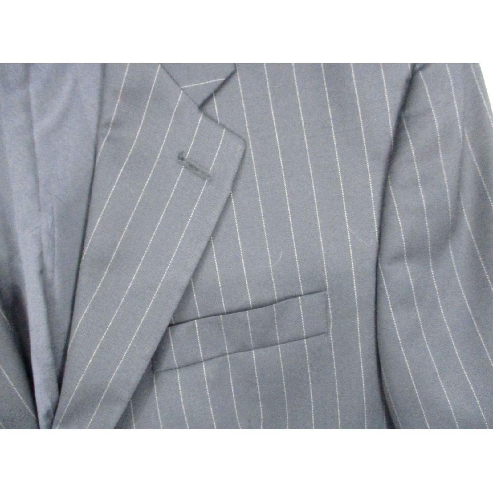 Ralph Lauren LAUREN RALPH LAUREN Wool Blazer 42R Gray Pinstripe Suit Jacket Blazer Men 42 Chest Tweed Notch Lapel Satin Four-Button Size 42R - 2 Thumbnail