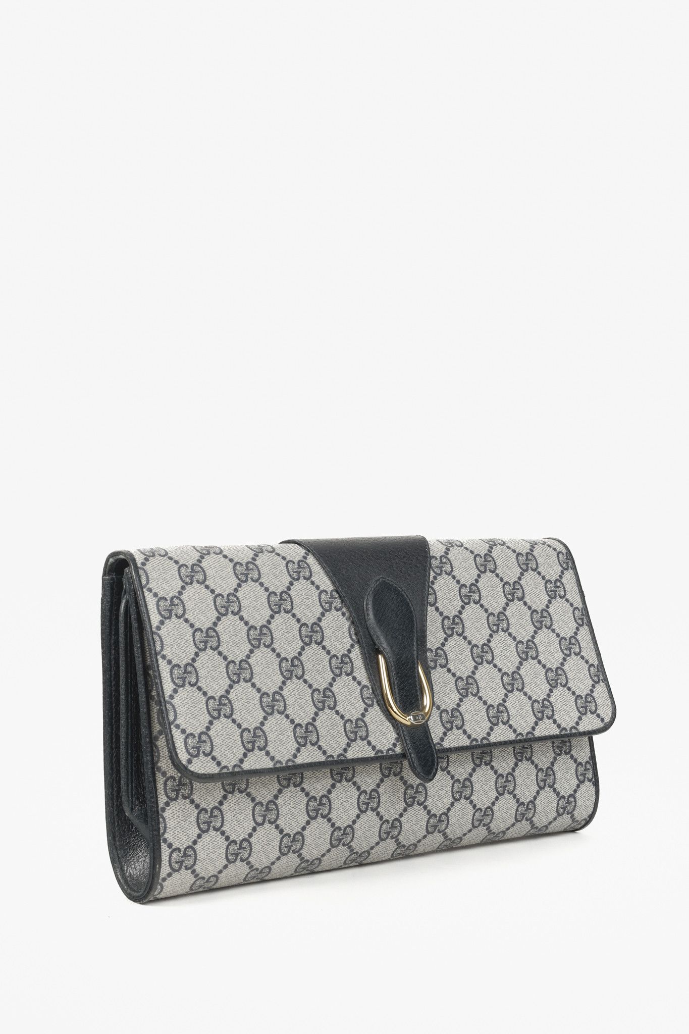 Gucci Gucci Vintage Navy Blue Monogram Clutch Bag Size ONE SIZE - 2 Thumbnail