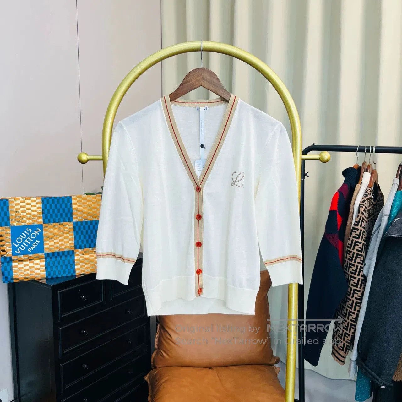 Loewe Loewe Beige Chest Logo Knit Cardigan. Size US S / EU 44-46 / 1 - 8 Thumbnail