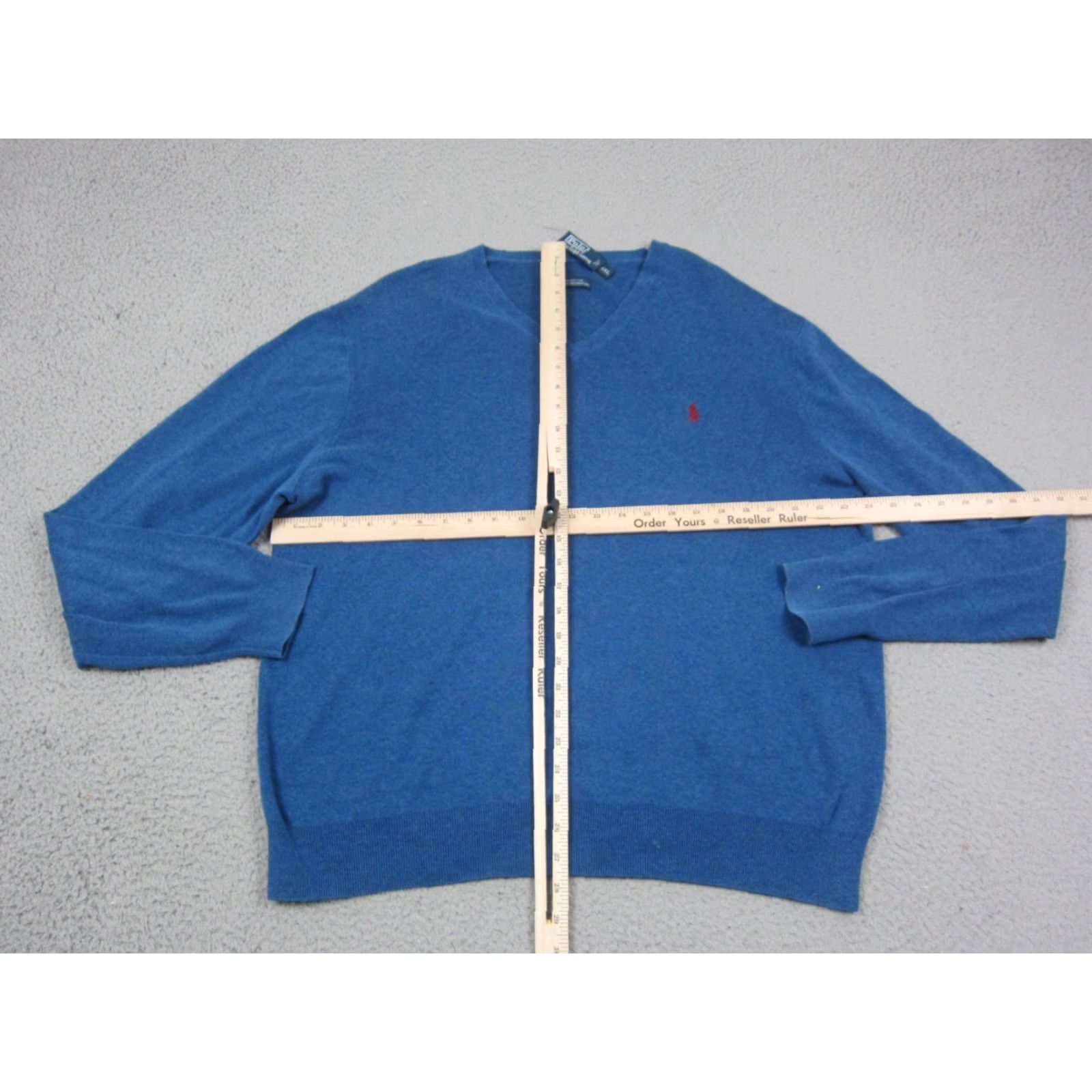 Polo Ralph Lauren VINTAGE Polo Ralph Lauren Sweater Men 2XL Blue V-Neck Polo Ralph Lauren Pullover Knit Cotton Logo Classic 90s Mens Size US XXL / EU 58 / 5 - 6 Thumbnail