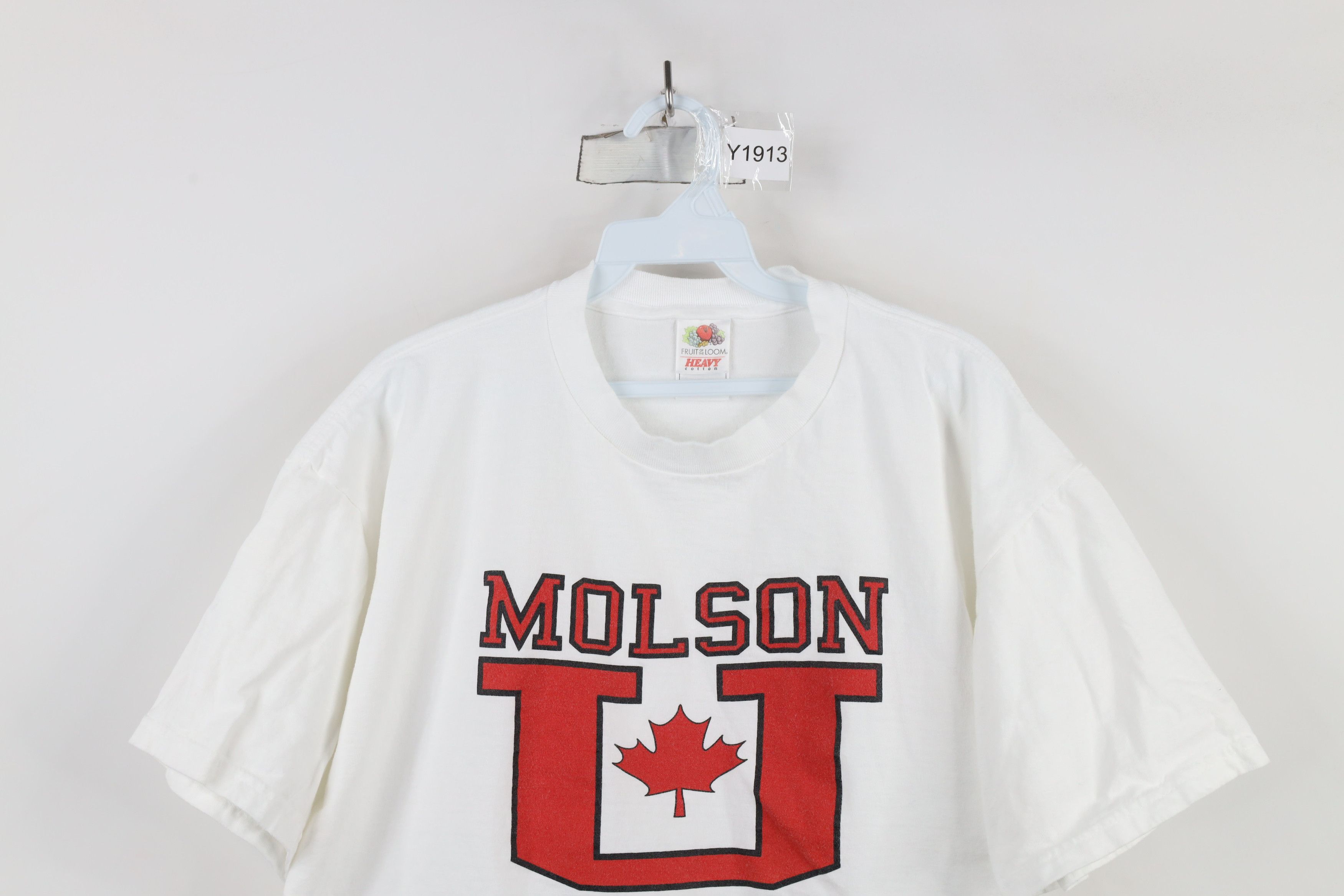 Vintage Vintage 90s Spell Out Molson U Canadian Light Beer T-Shirt Size US XL / EU 56 / 4 - 2 Thumbnail