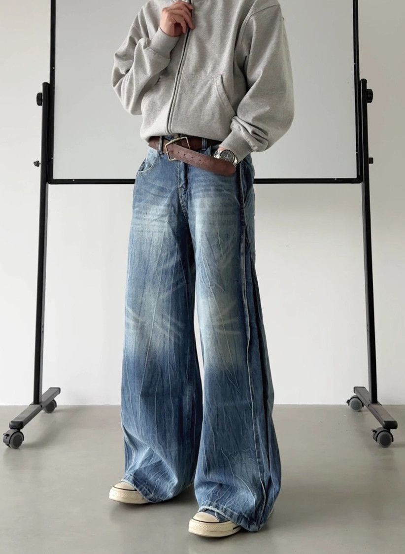 Japanese Brand × Jean Lightning Crack Washed Denim Pants Size US 29 - 2 Thumbnail