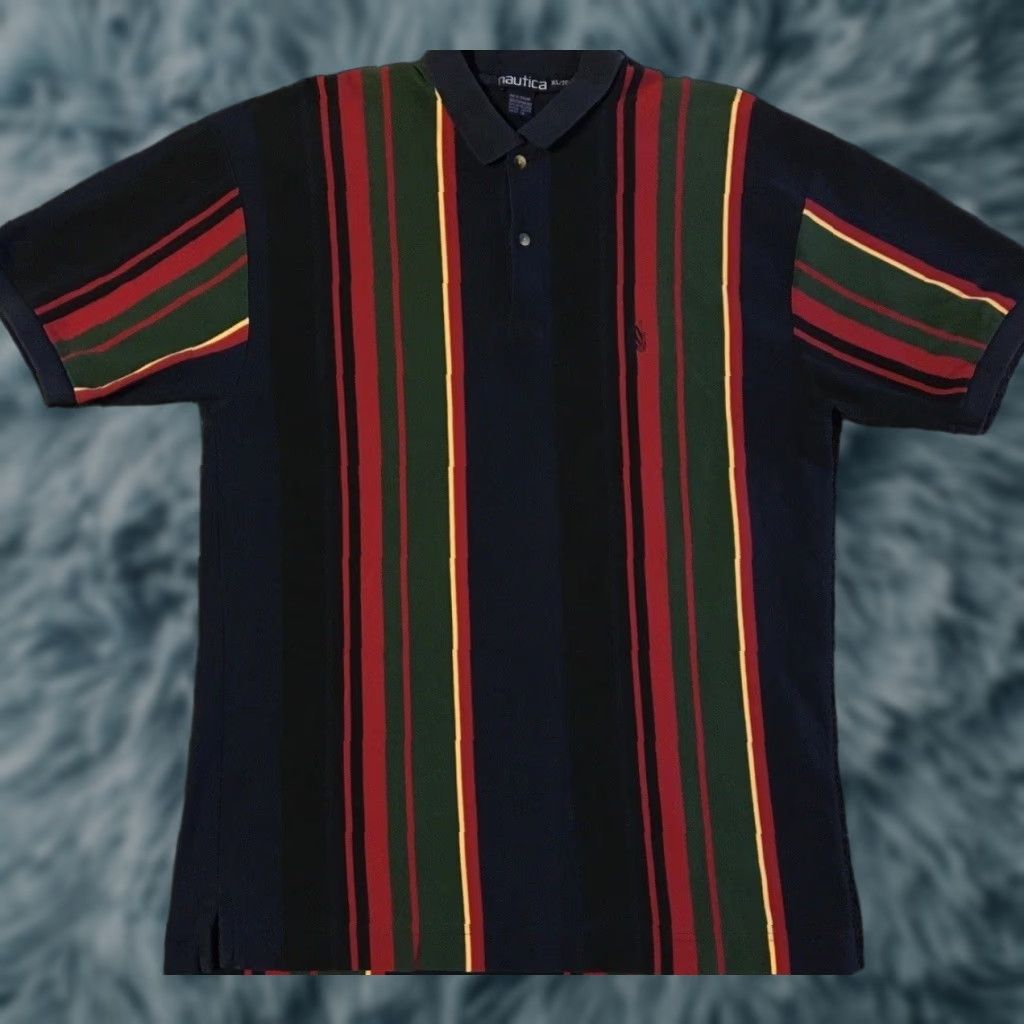 Nautica VINTAGE Nautica Polo Shirt Striped XL Men Short Sleeve Blue 90s Sailing Surf Skate Beach Nautical Retro US0 Size US XL / EU 56 / 4 - 1 Thumbnail