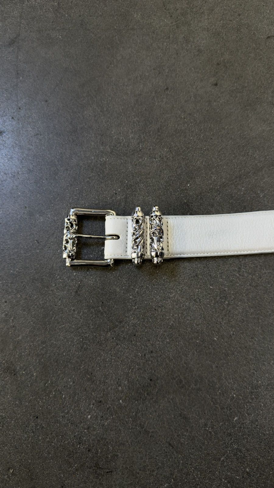 Chrome Hearts RARE! Chrome Hearts White Leather Roller Belt Size 36 - 2 Thumbnail
