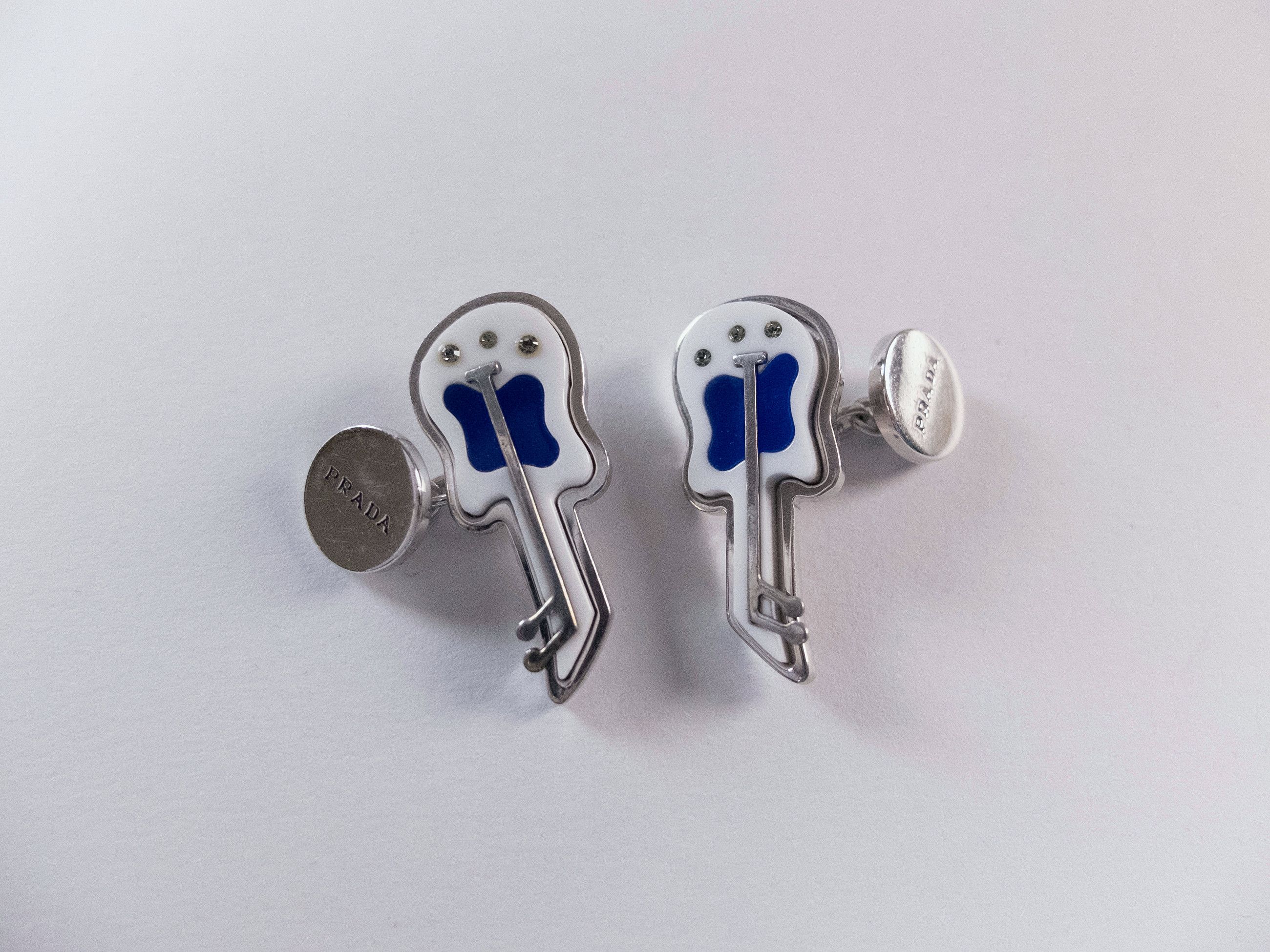 Prada Very Rare! PRADA silver Rock guitar cufflinks authentic Size ONE SIZE - 2 Thumbnail