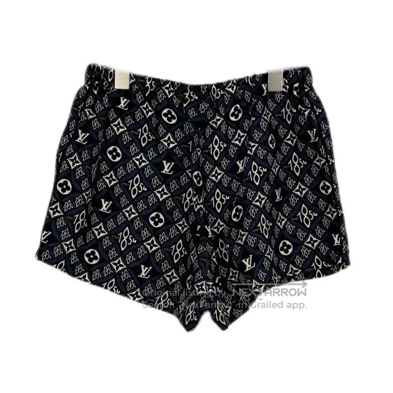 Louis Vuitton Louis Vuitton Blue full logo mulberry silk shorts Size US 36 / EU 52 - 2 Thumbnail