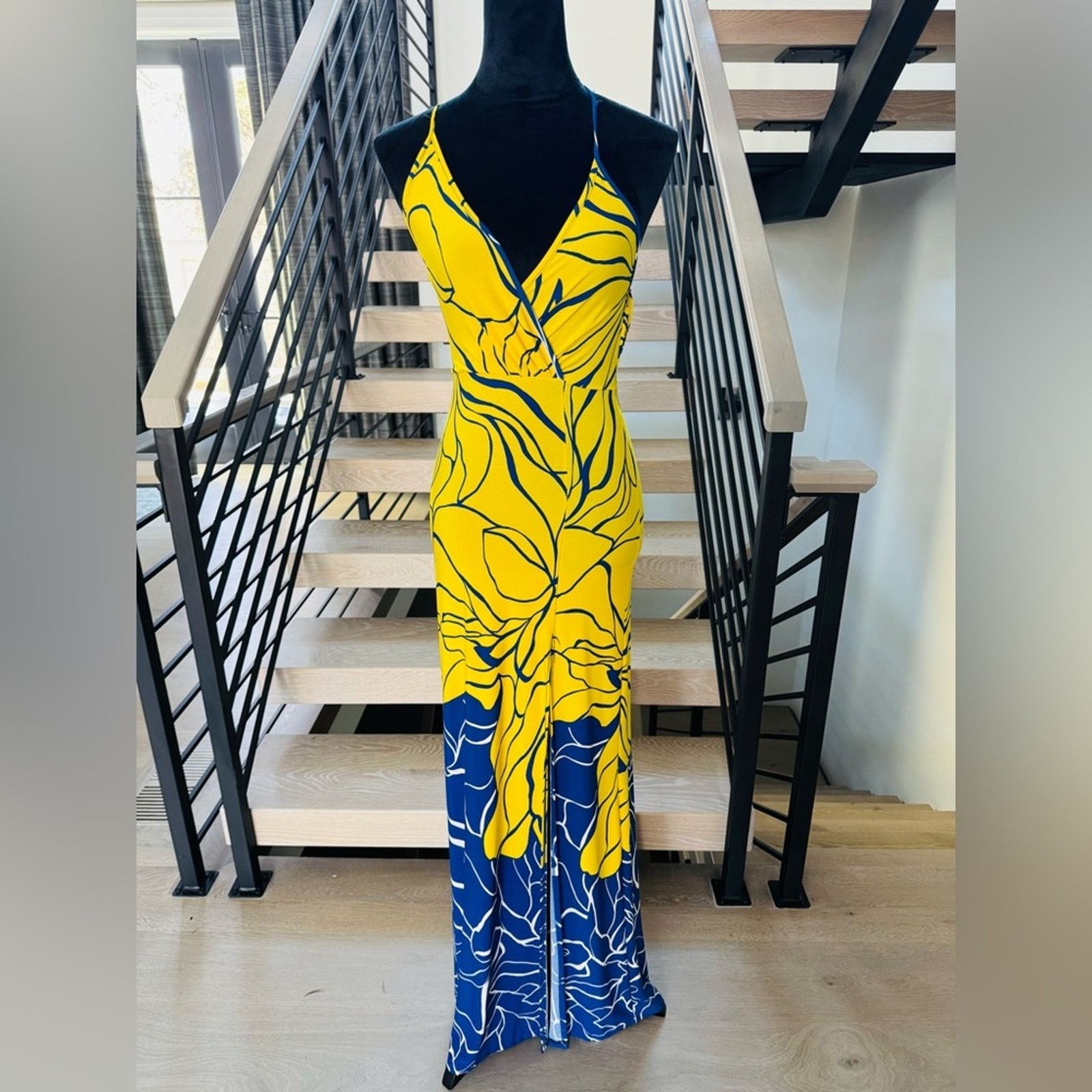 Other Fitted Maxi Summer Elegant Yellow Blue Floral Dress size XS Size XS / US 0-2 / IT 36-38 - 6 Thumbnail