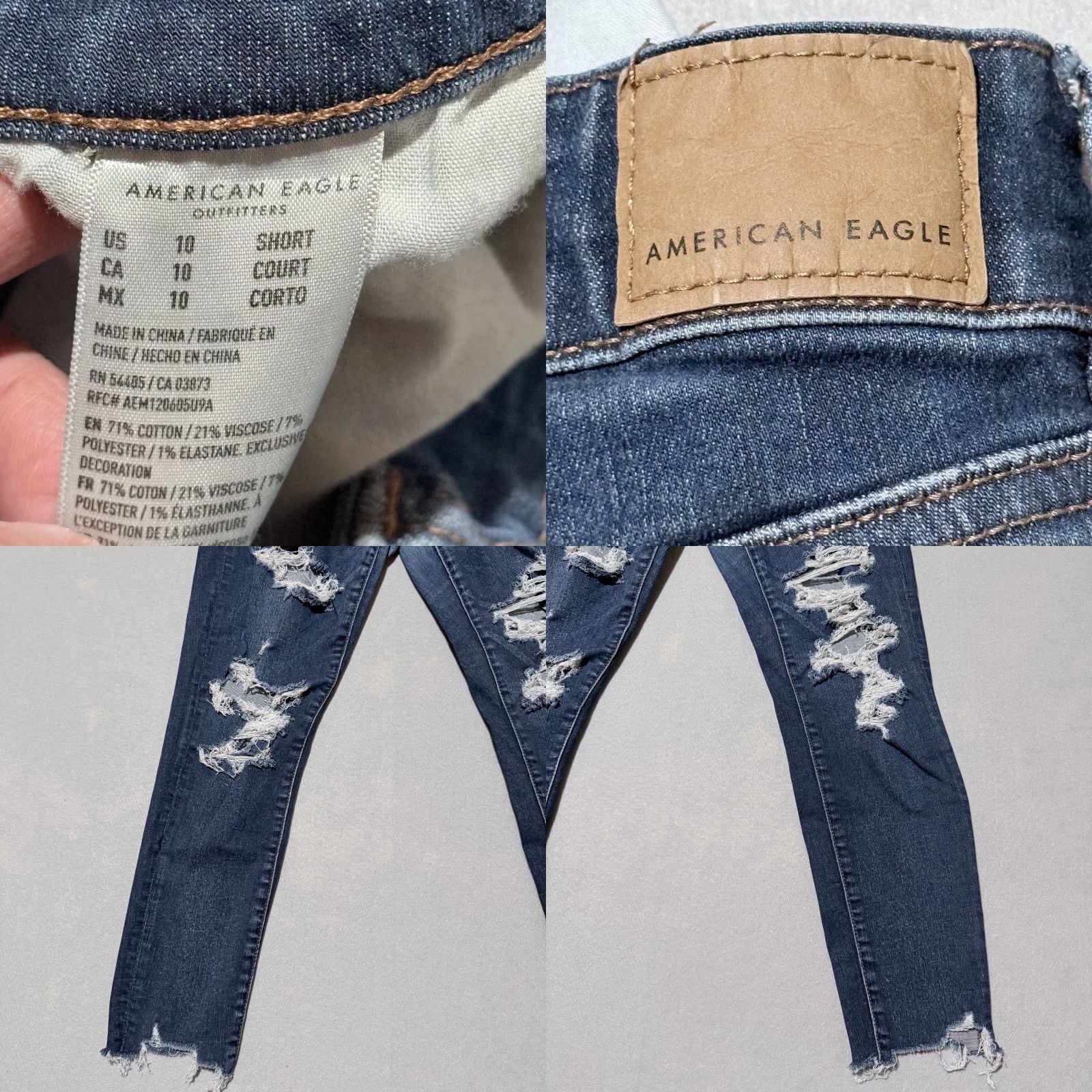 American Eagle Outfitters American Eagle Outfitters Jeans Women's 10 Dark Wash Denim Distressed Stretch Regular Size 10 Blue Women Jeans Size 32" / US 10 / IT 46 - 8 Thumbnail
