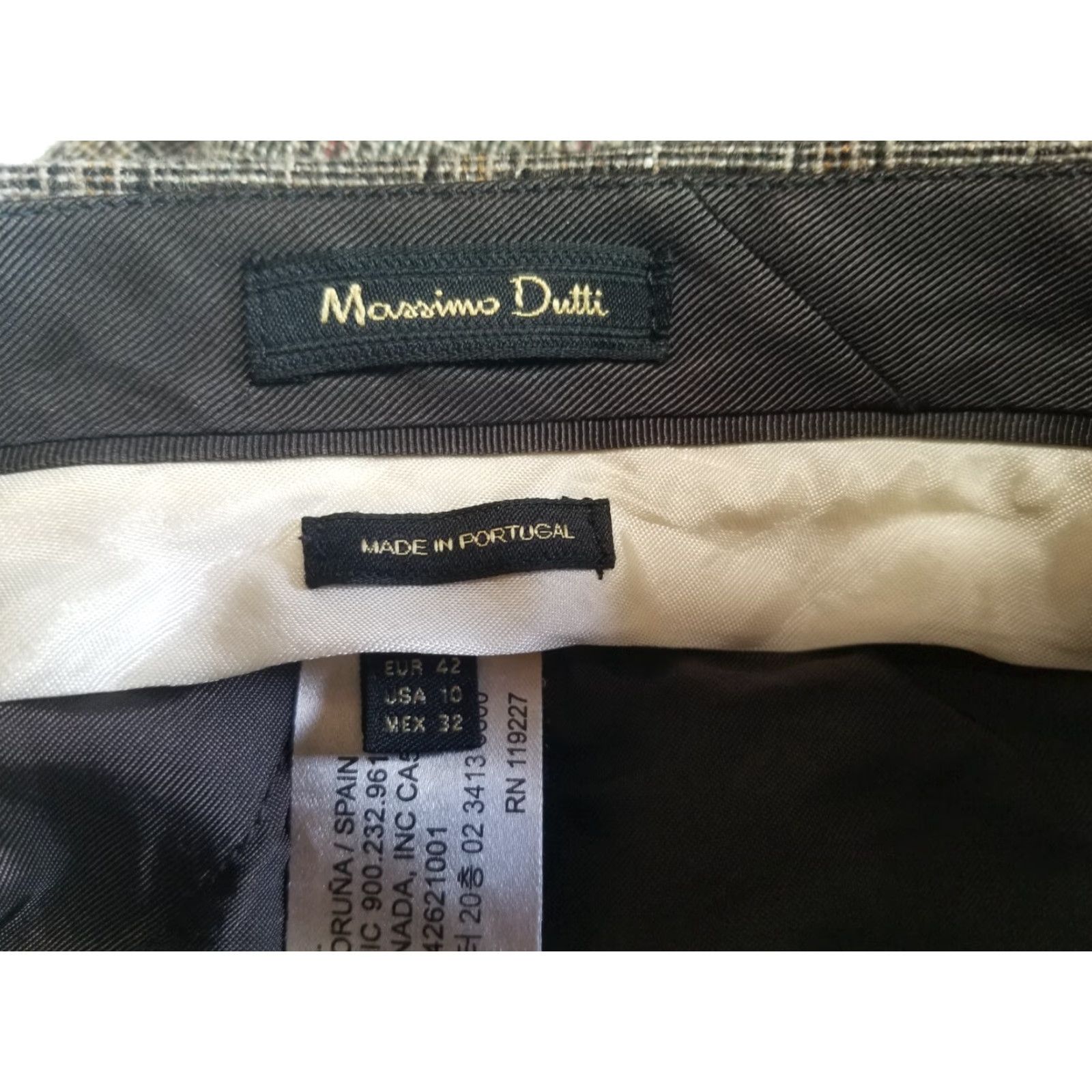 Massimo Dutti Massimo Dutti Trousers Women Straight Wool Blend Brown Size 10 Comfort Geometric Pattern Size 32" / US 10 / IT 46 - 6 Thumbnail