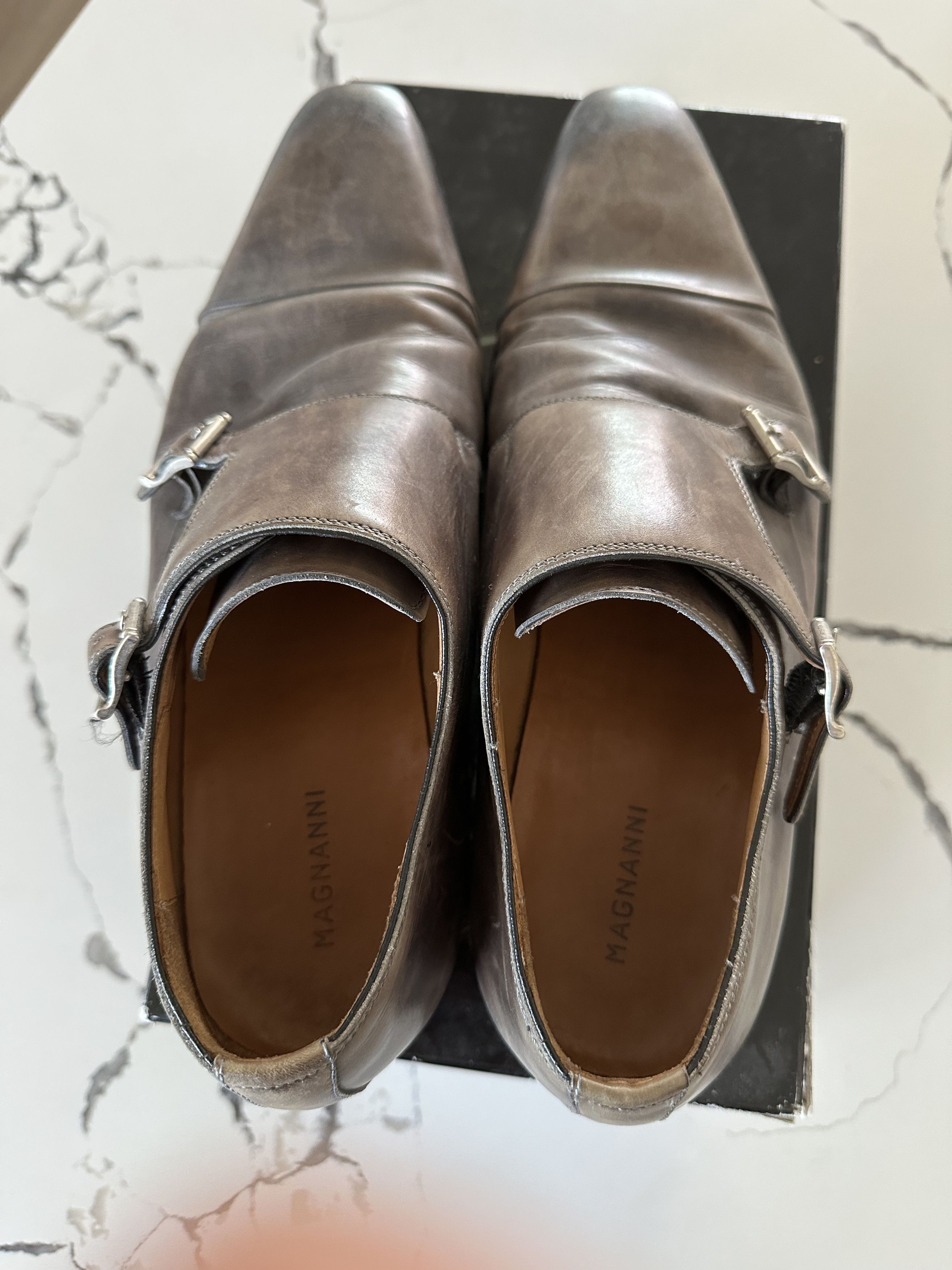 Magnanni Gray Cap-Toe Double Monk Strap Ombre Loafers Size US 9.5 / EU 42-43 - 4 Thumbnail