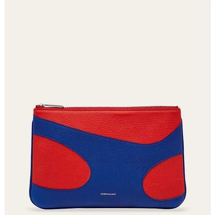 Salvatore Ferragamo o1s1rm0924 Size: OS / Cut Out leather Pouch in Red/Blue Size ONE SIZE - 1 Thumbnail