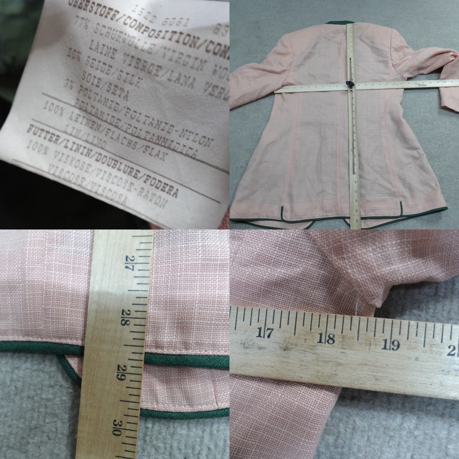 Vintage Habsburg Blazer Women Pink Wool Silk Linen Blend 10 4 Button Long Sleeve Button Dry Clean Only Regular Fall Spring Winter Business Casual Size L / US 10 / IT 46 - 8 Thumbnail