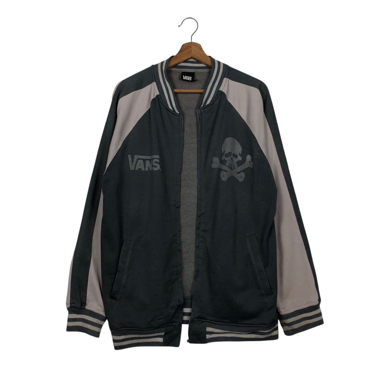 Japanese Brand 📌Rich Grey Vintage Zipper Sweater Vans Skeleton Design Size US M / EU 48-50 / 2 - 2 Thumbnail