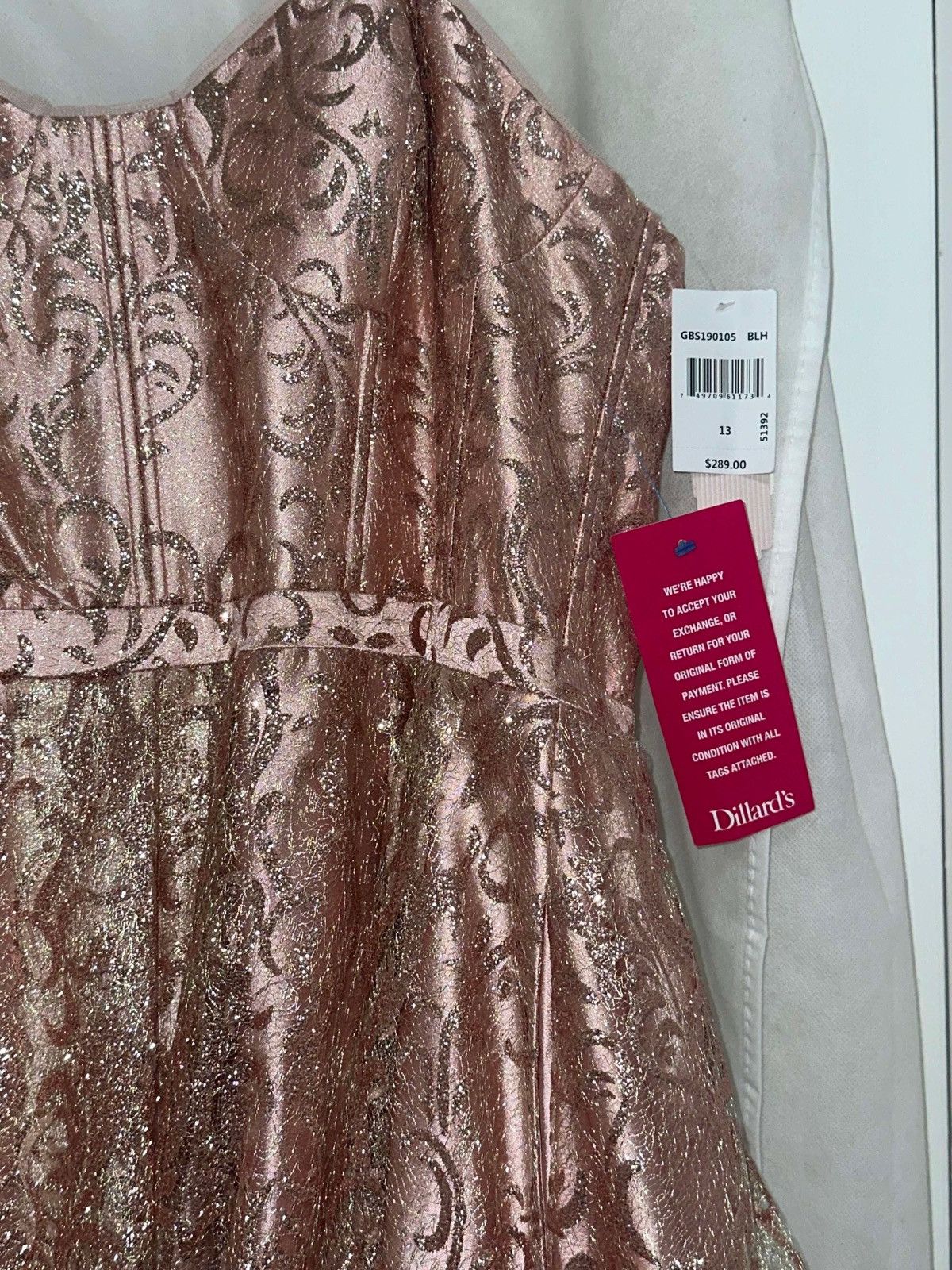 Dillard's Glittery Rose Gold Prom Dress Size XL / US 12-14 / IT 48-50 - 1 Thumbnail