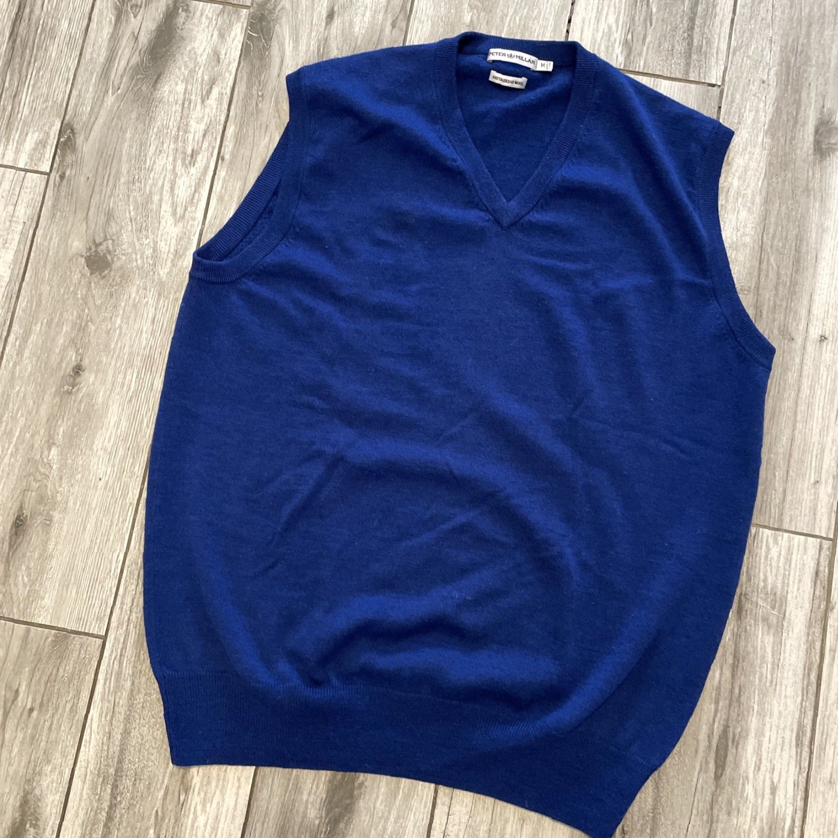 Peter Millar Peter Millar Sweater Vest Royal Blue V-Neck 100% Merino Wool Size M Golf Men Size US M / EU 48-50 / 2 - 3 Thumbnail