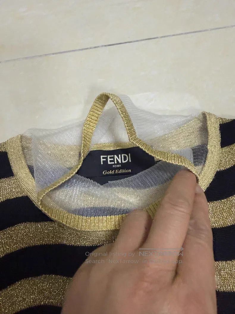 Fendi Fendi Gold Striped Knit Top - Black and Gold Stripes - Fau Size XS / US 0-2 / IT 36-38 - 2 Thumbnail