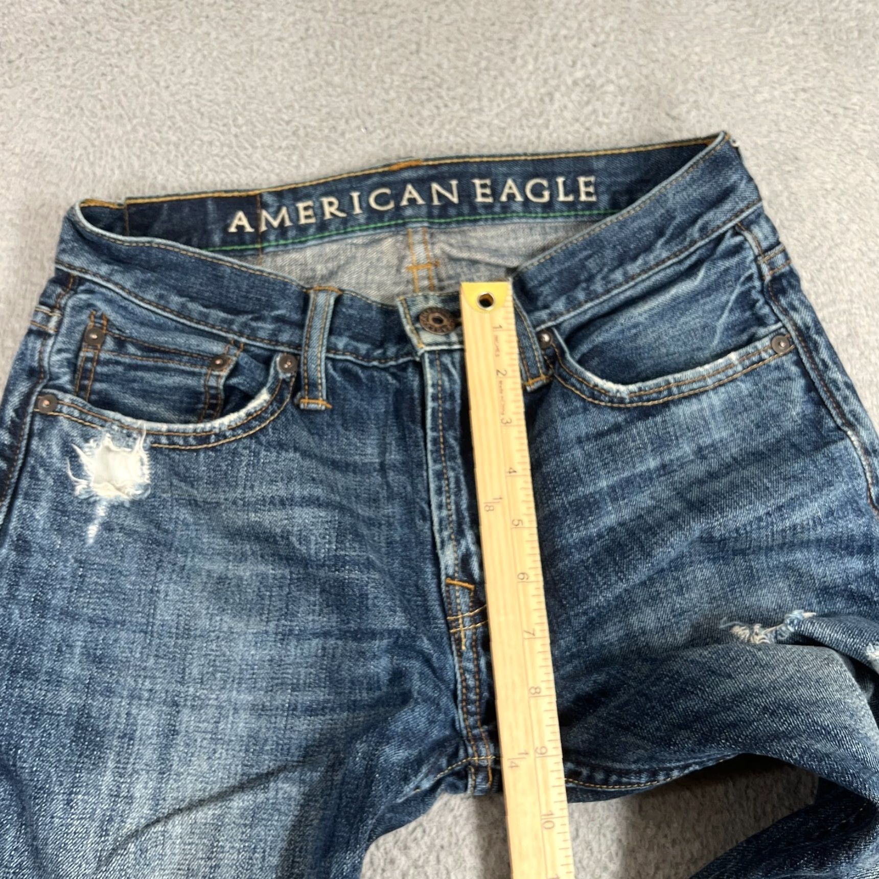 American Eagle Outfitters VINTAGE American Eagle Outfitters Men's Slim Straight Jeans 28x30 Blue Cotton Denim 90s Fall Winter Mens Size US 28 / EU 44 - 4 Thumbnail