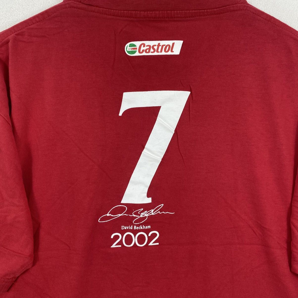 Vintage Vtg 2002 David Beckham #7 Castrol Promo Tee Red M Soccer Size US M / EU 48-50 / 2 - 6 Thumbnail