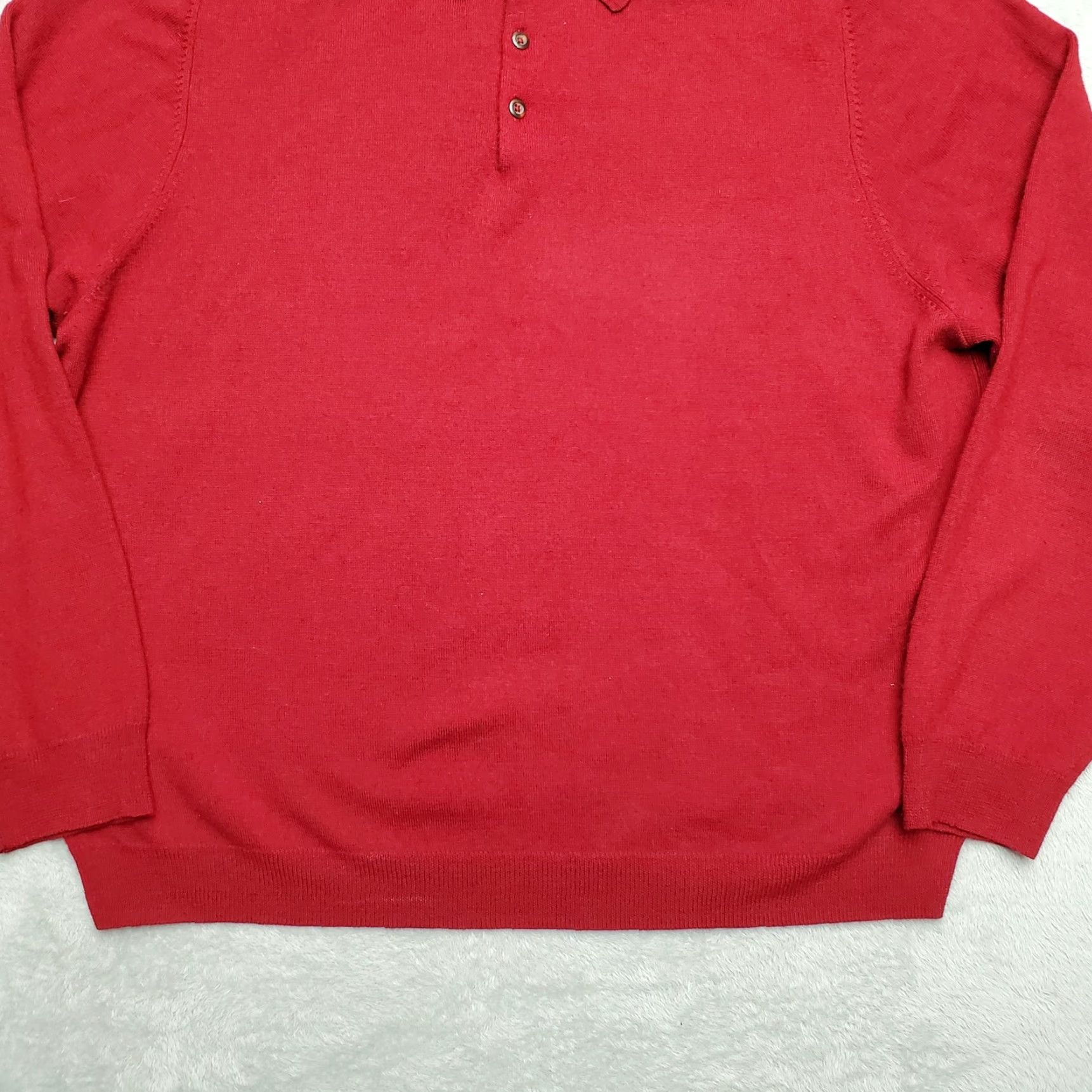 Vintage Davis & Squire Sweater Men XL Red 100% Extra Fine Merino Wool Long Sleeve Casual Pullover Knit Button Solid MENS Size US XL / EU 56 / 4 - 3 Thumbnail