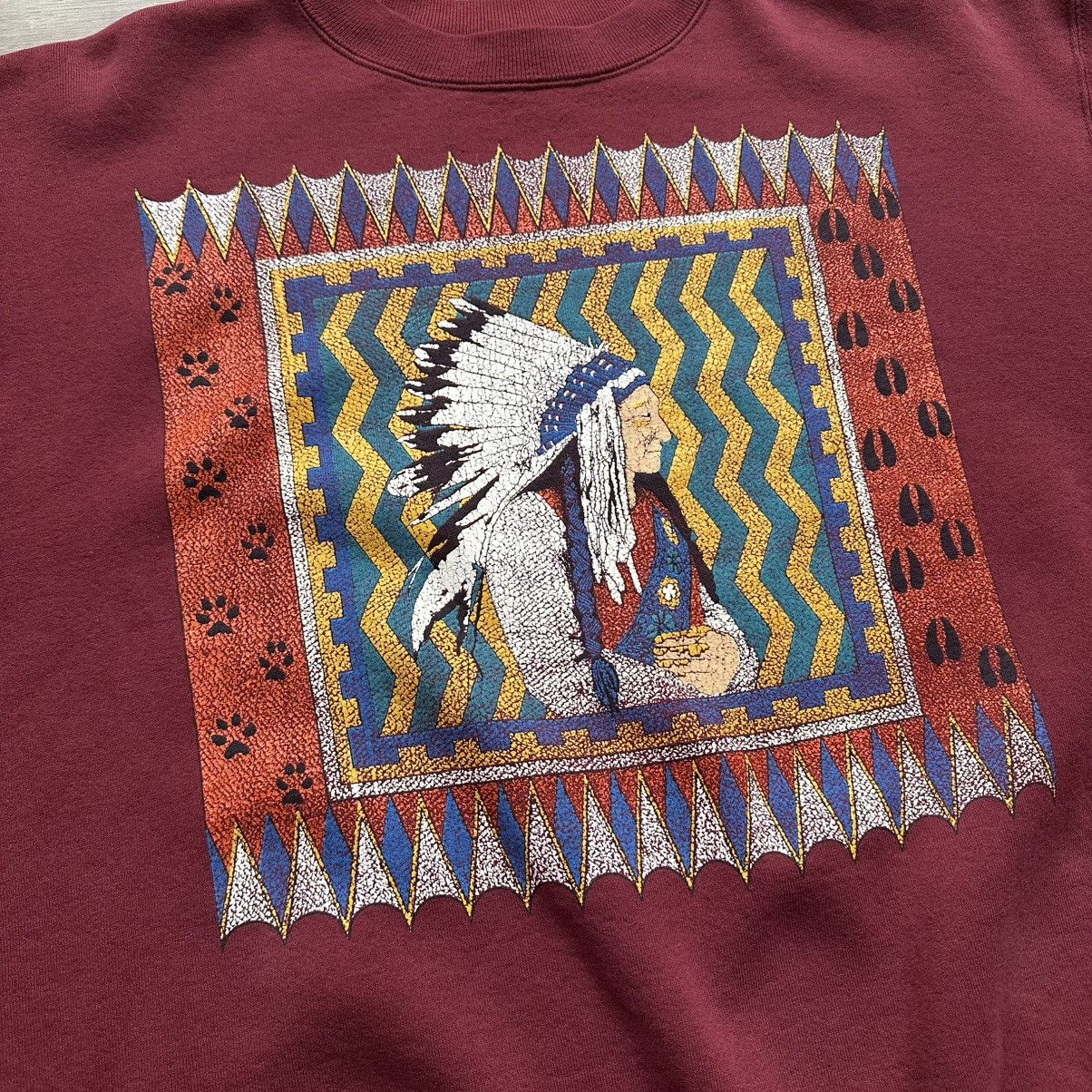Other Vintage 90s Southwestern Native Tapestry Maroon Crewneck Size US XL / EU 56 / 4 - 7 Thumbnail